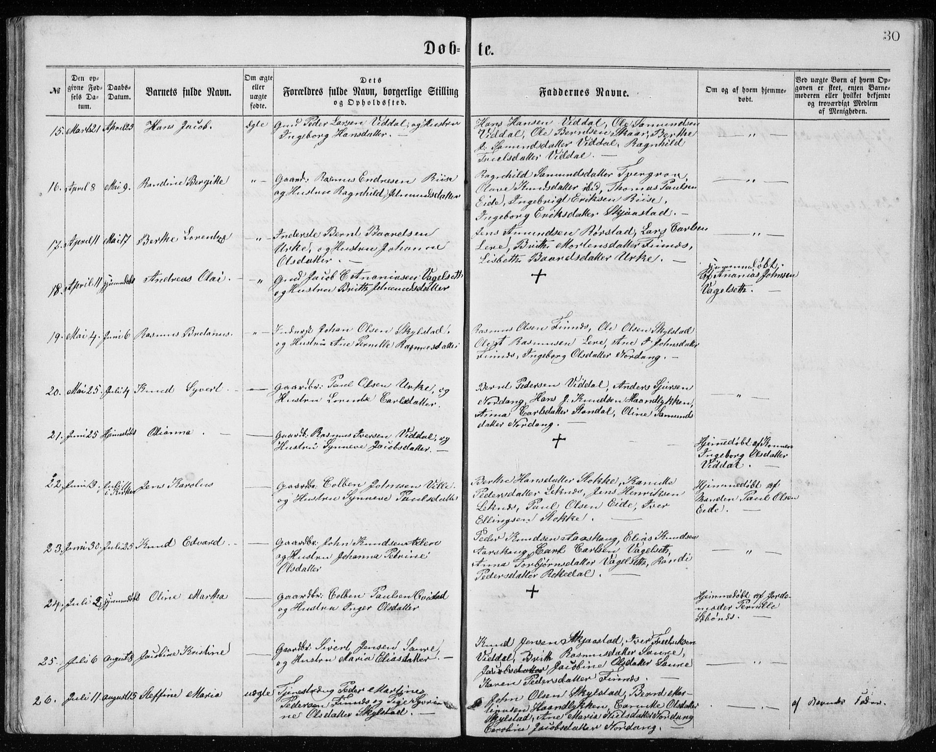 Ministerialprotokoller, klokkerbøker og fødselsregistre - Møre og Romsdal, AV/SAT-A-1454/515/L0214: Klokkerbok nr. 515C01, 1865-1883, s. 30