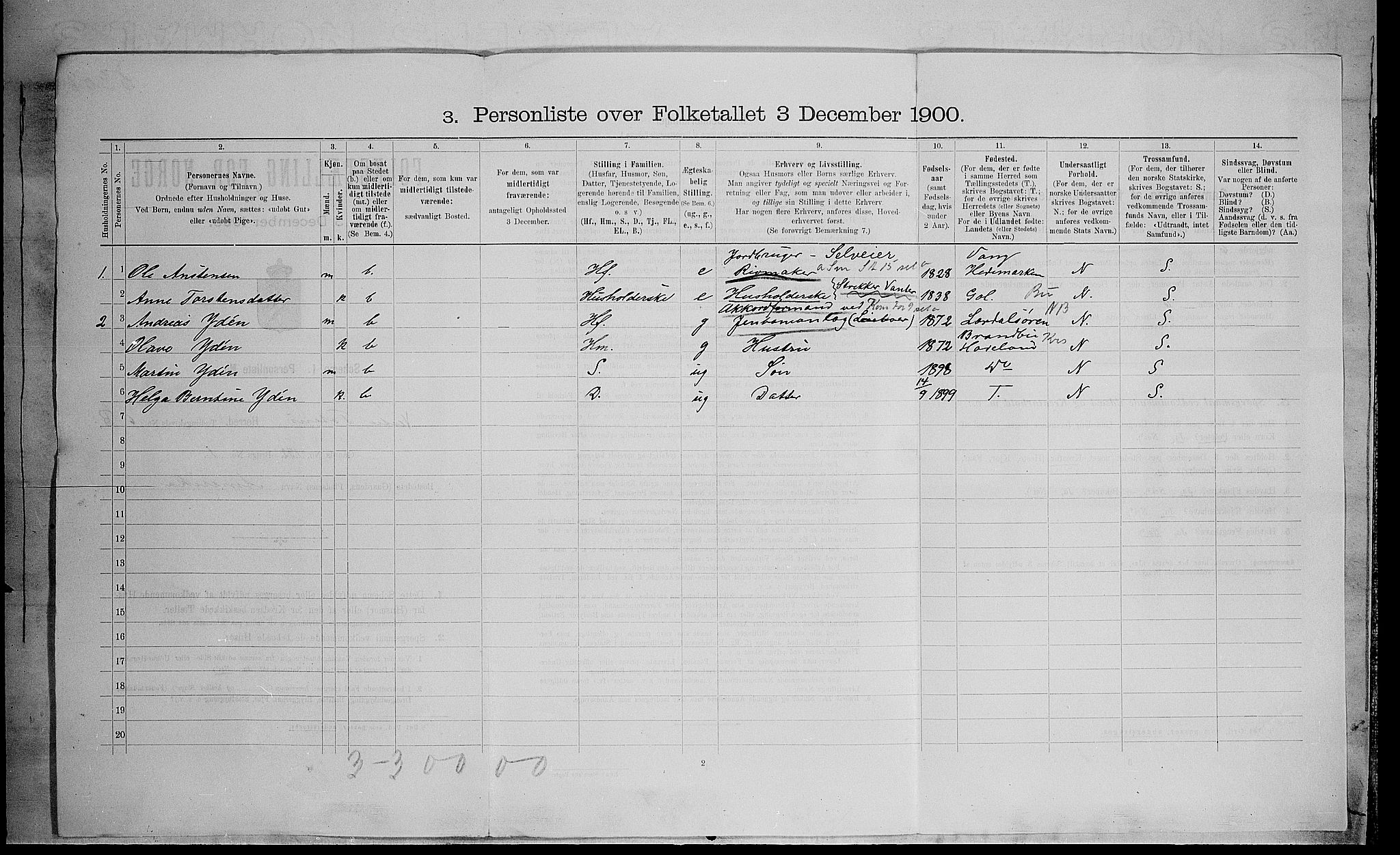 SAH, Folketelling 1900 for 0529 Vestre Toten herred, 1900, s. 1224