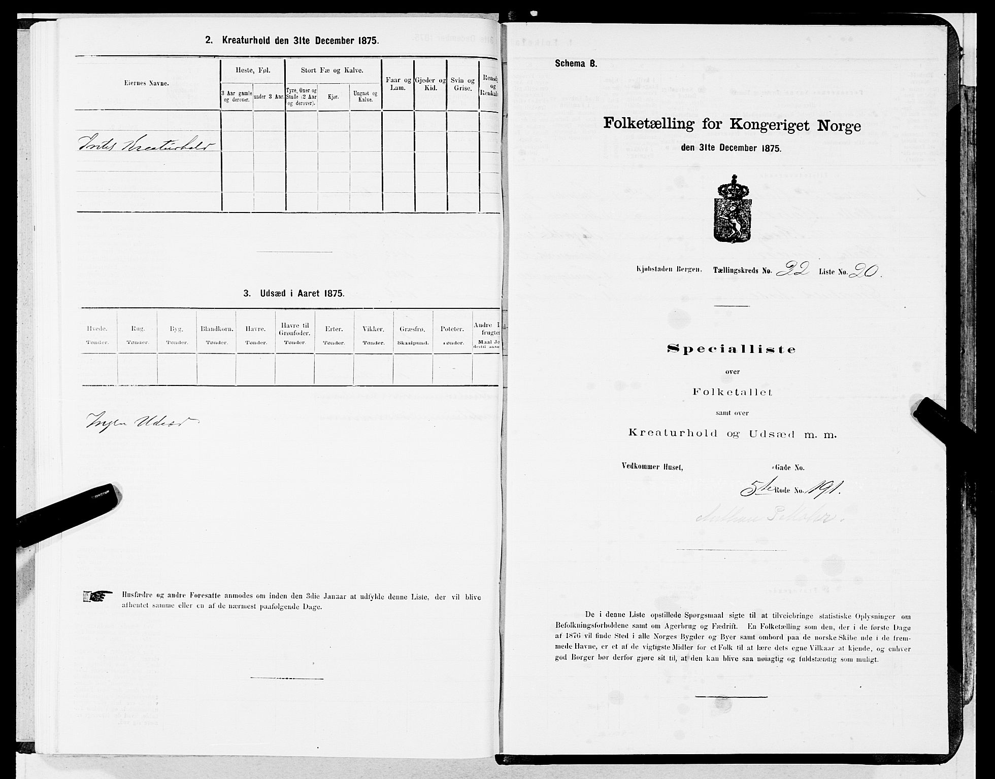 SAB, Folketelling 1875 for 1301 Bergen kjøpstad, 1875, s. 1157