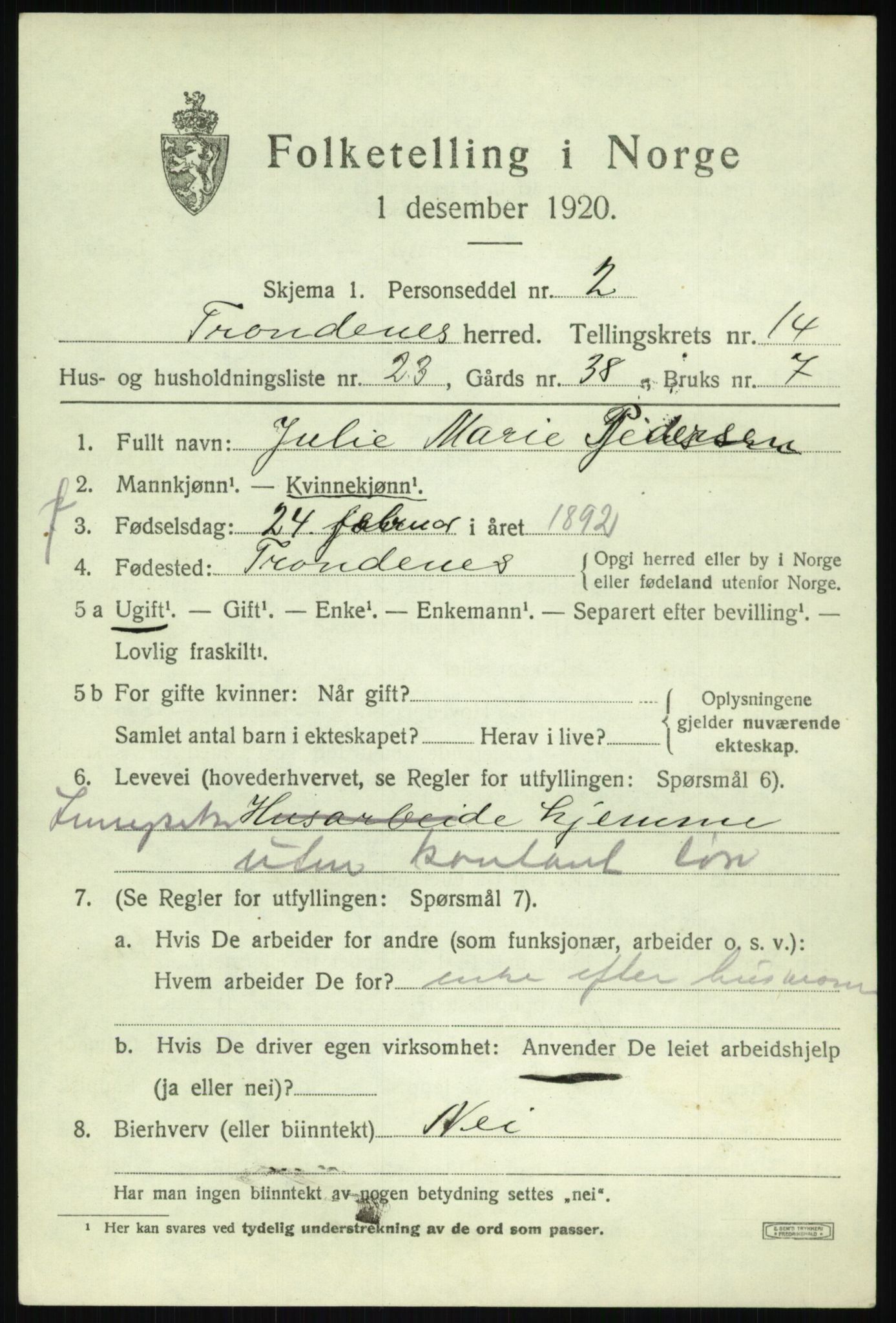 SATØ, Folketelling 1920 for 1914 Trondenes herred, 1920, s. 10235