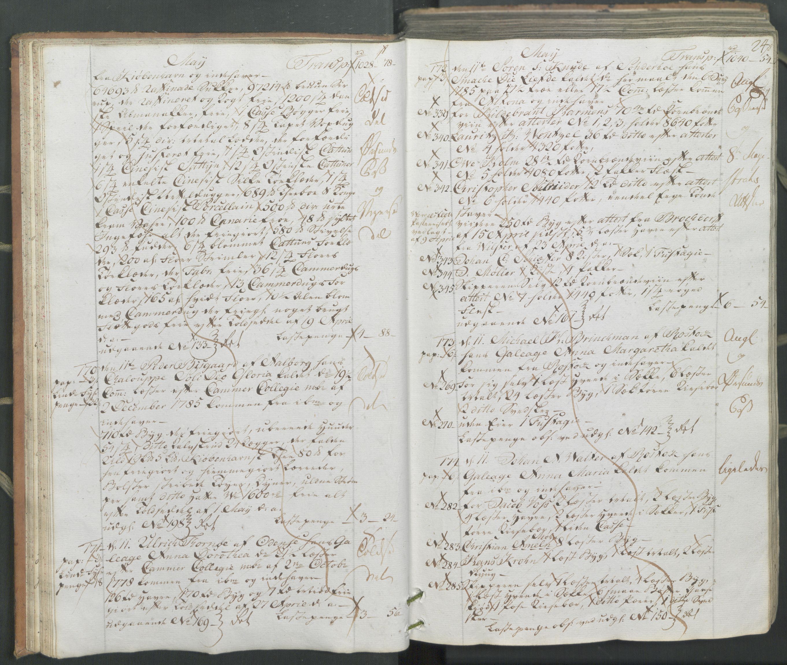 Generaltollkammeret, tollregnskaper, AV/RA-EA-5490/R26/L0222/0001: Tollregnskaper Bergen A / Inngående hovedtollbok, 1786, s. 23b-24a