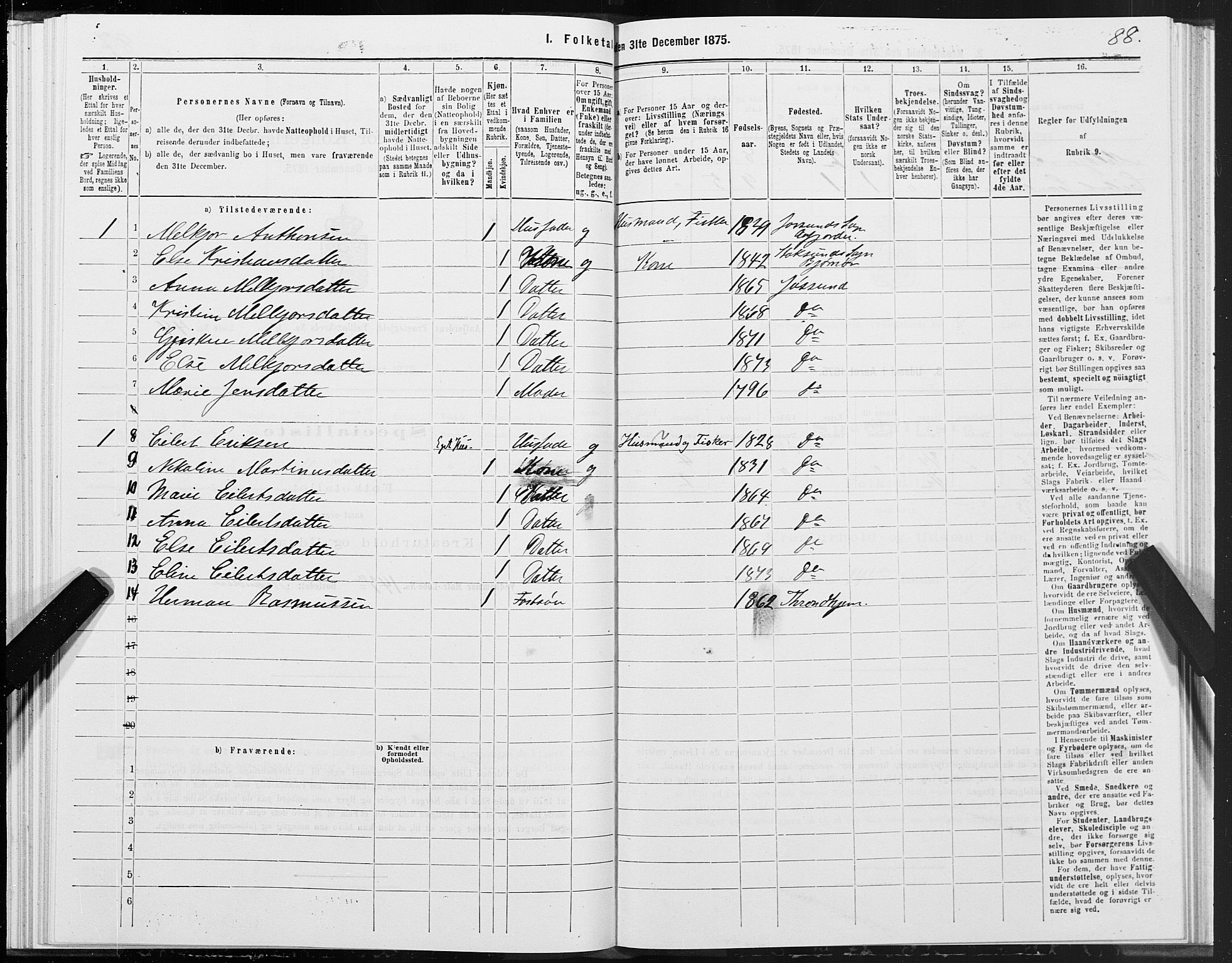 SAT, Folketelling 1875 for 1630P Aafjorden prestegjeld, 1875, s. 4088