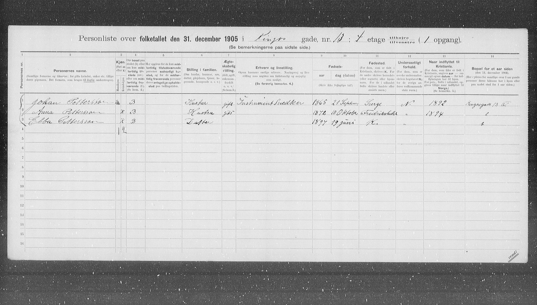 OBA, Kommunal folketelling 31.12.1905 for Kristiania kjøpstad, 1905, s. 26012
