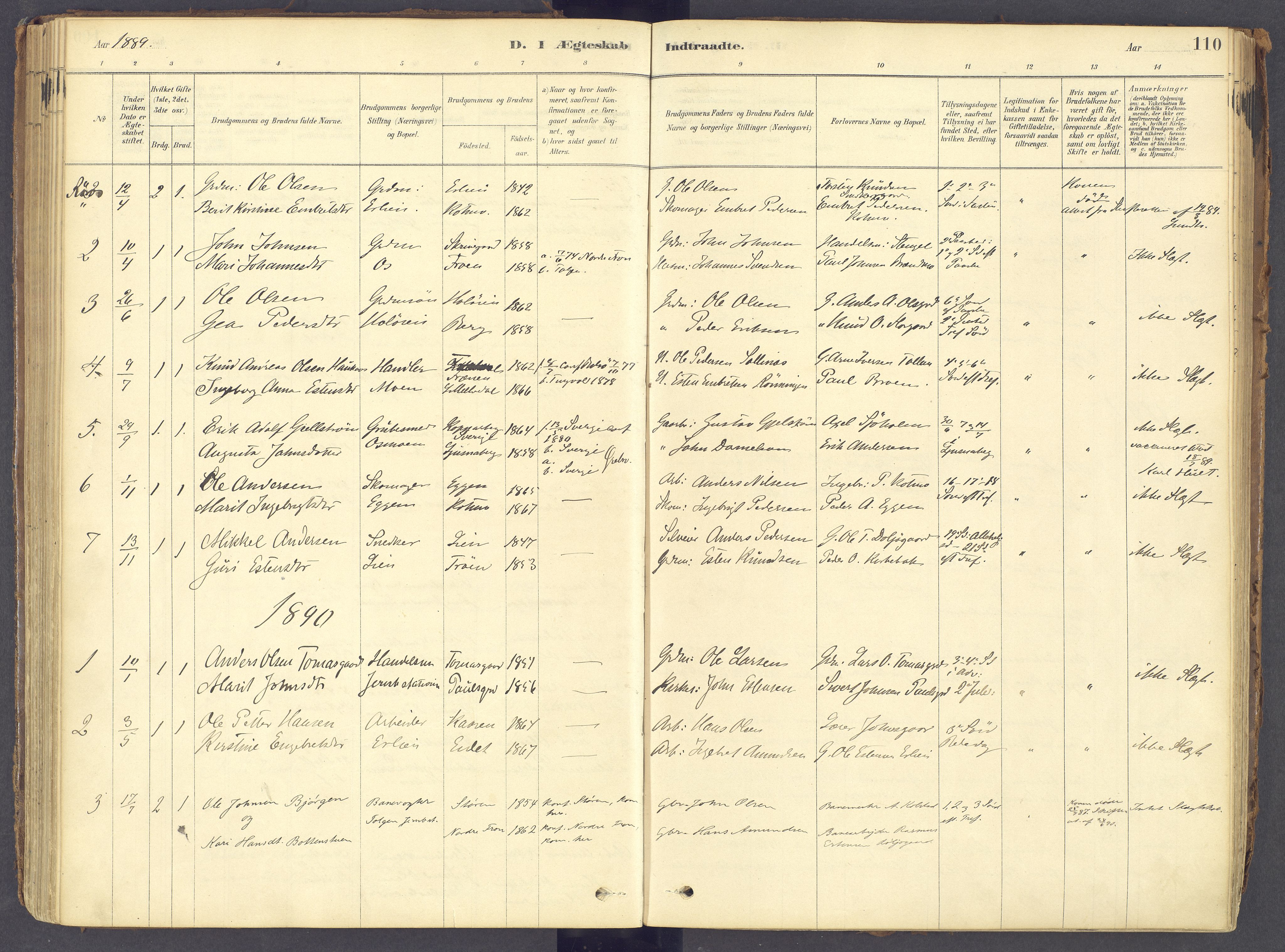Tolga prestekontor, AV/SAH-PREST-062/K/L0011: Ministerialbok nr. 11, 1877-1920, s. 110
