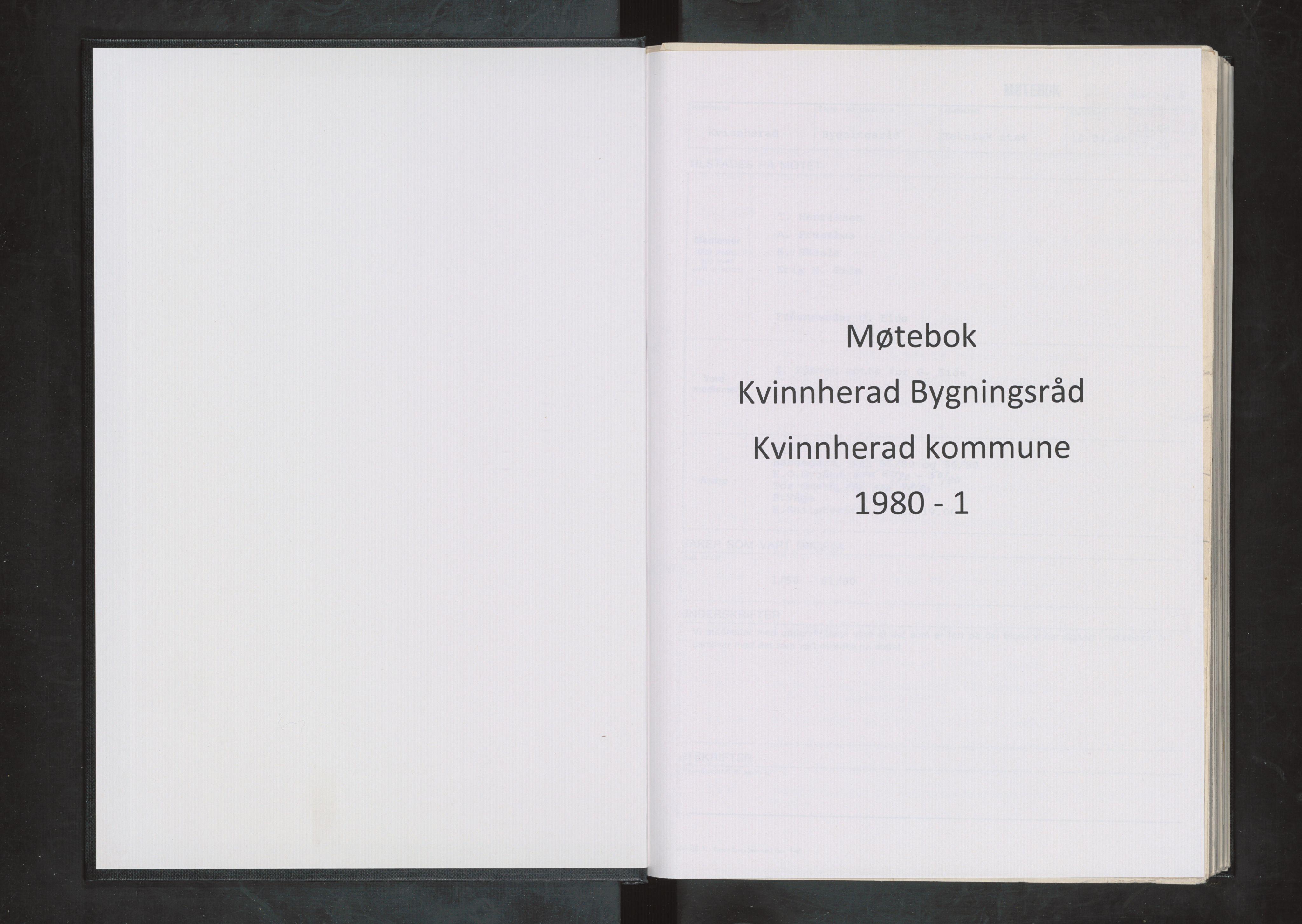 Kvinnherad kommune. Bygningsrådet , IKAH/1224-511/A/Aa/L0024: Møtebøker for bygningsrådet , 1980