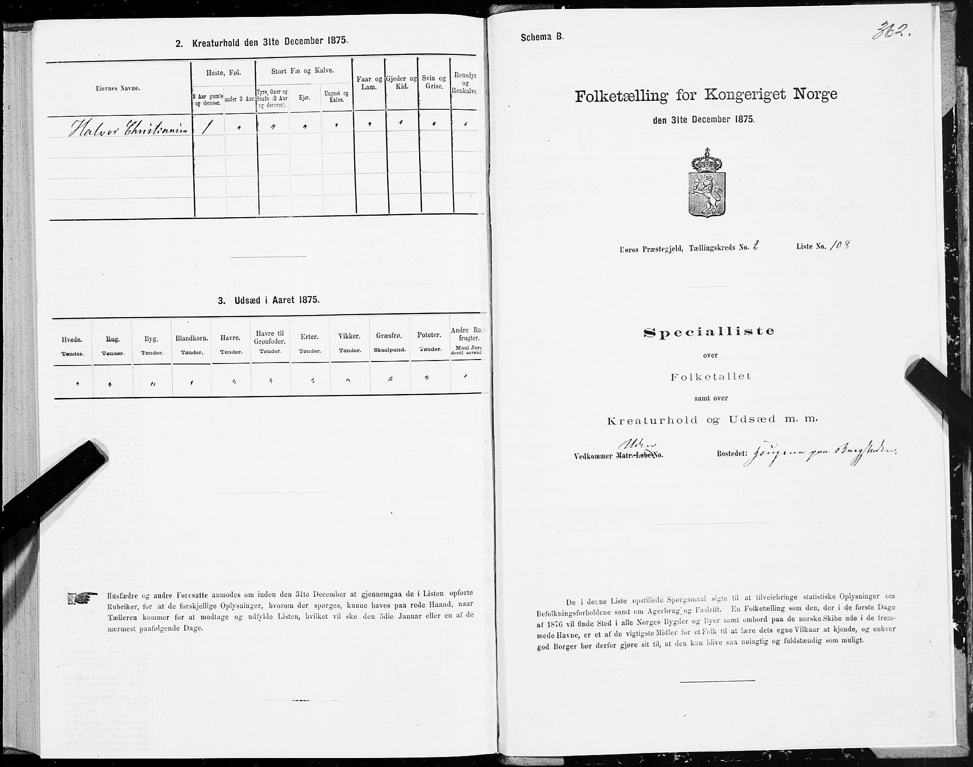 SAT, Folketelling 1875 for 1640P Røros prestegjeld, 1875, s. 1362