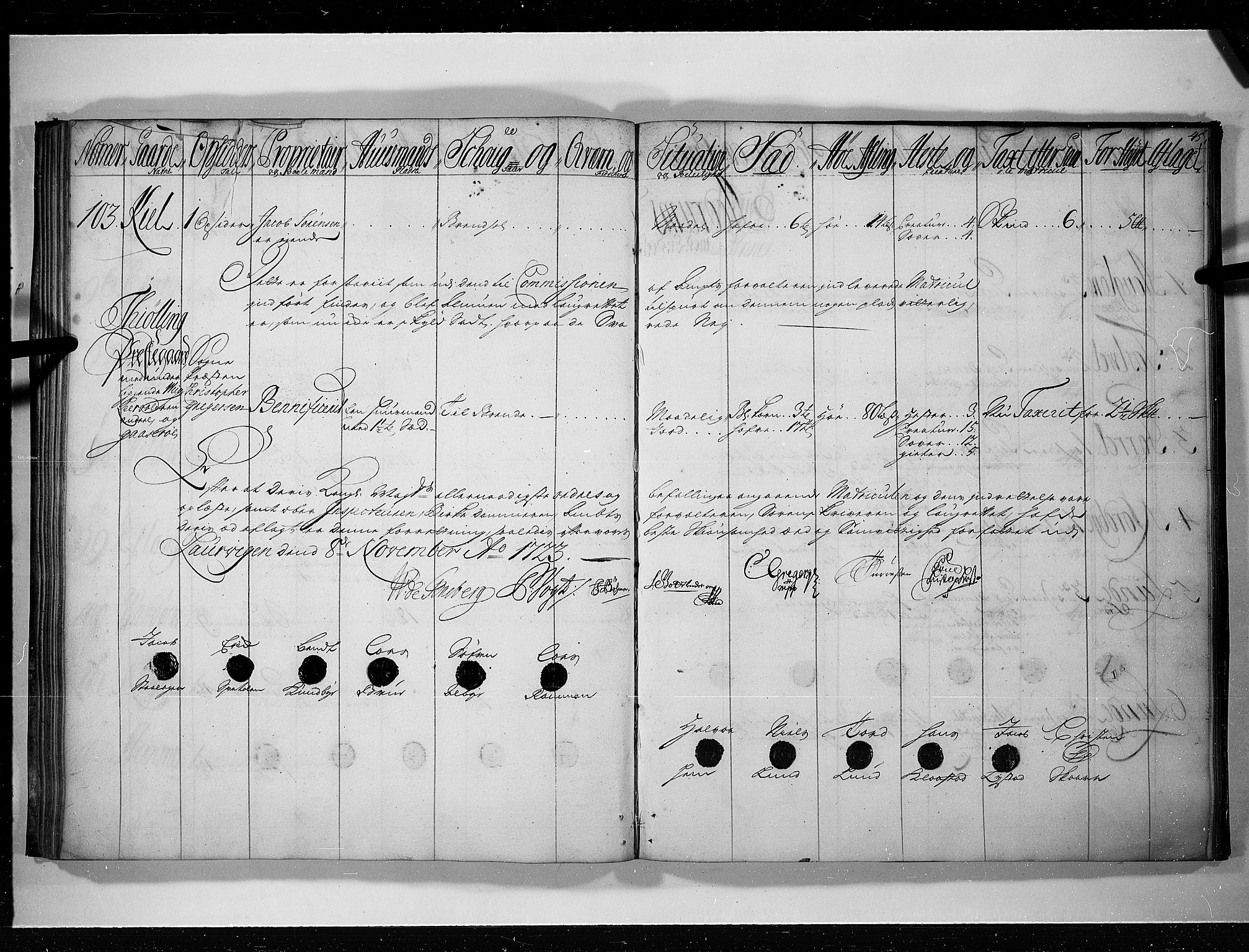 Rentekammeret inntil 1814, Realistisk ordnet avdeling, AV/RA-EA-4070/N/Nb/Nbf/L0117: Larvik grevskap eksaminasjonsprotokoll, 1723, s. 44b-45a