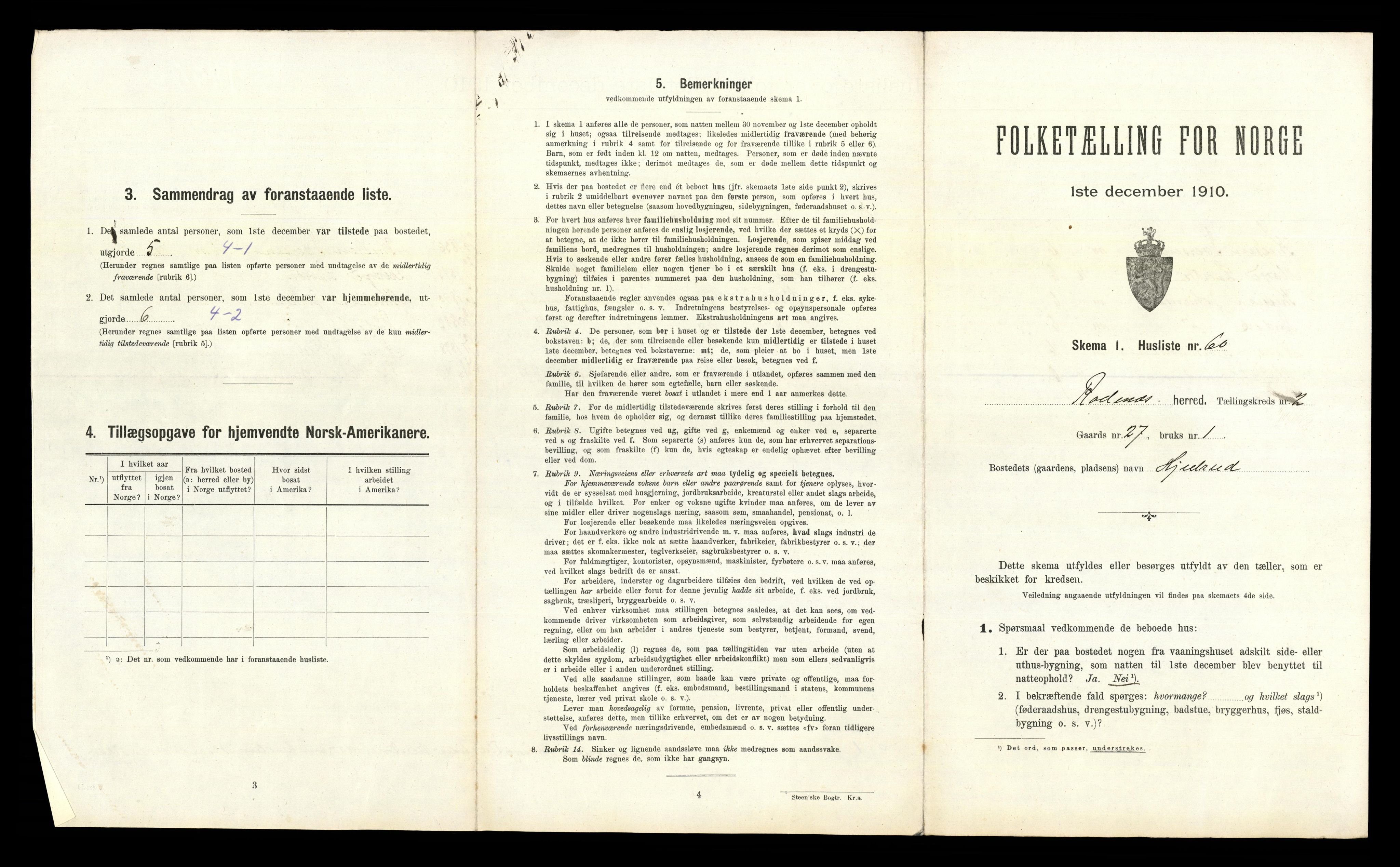 RA, Folketelling 1910 for 0120 Rødenes herred, 1910, s. 249