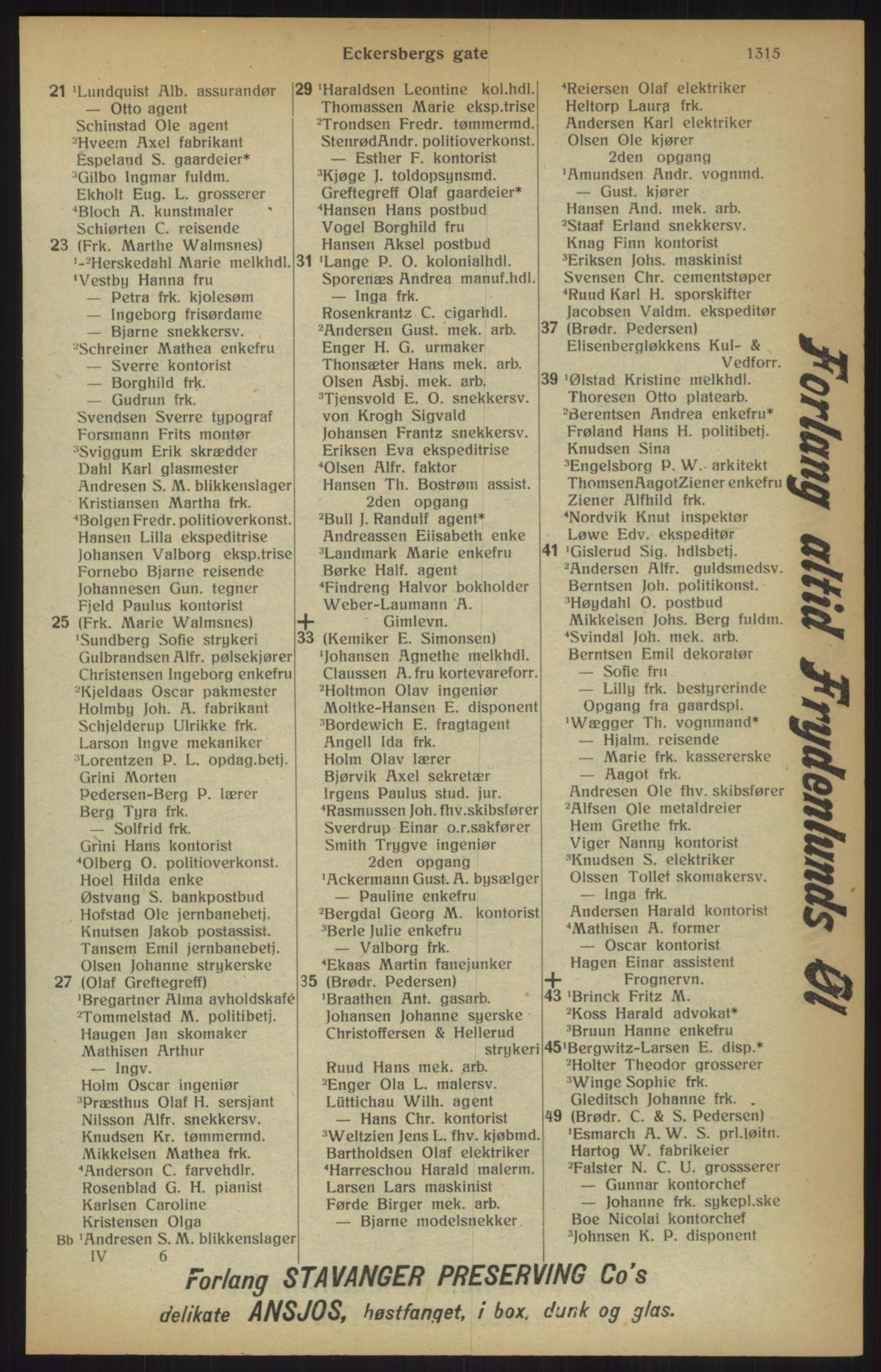 Kristiania/Oslo adressebok, PUBL/-, 1915, s. 1315