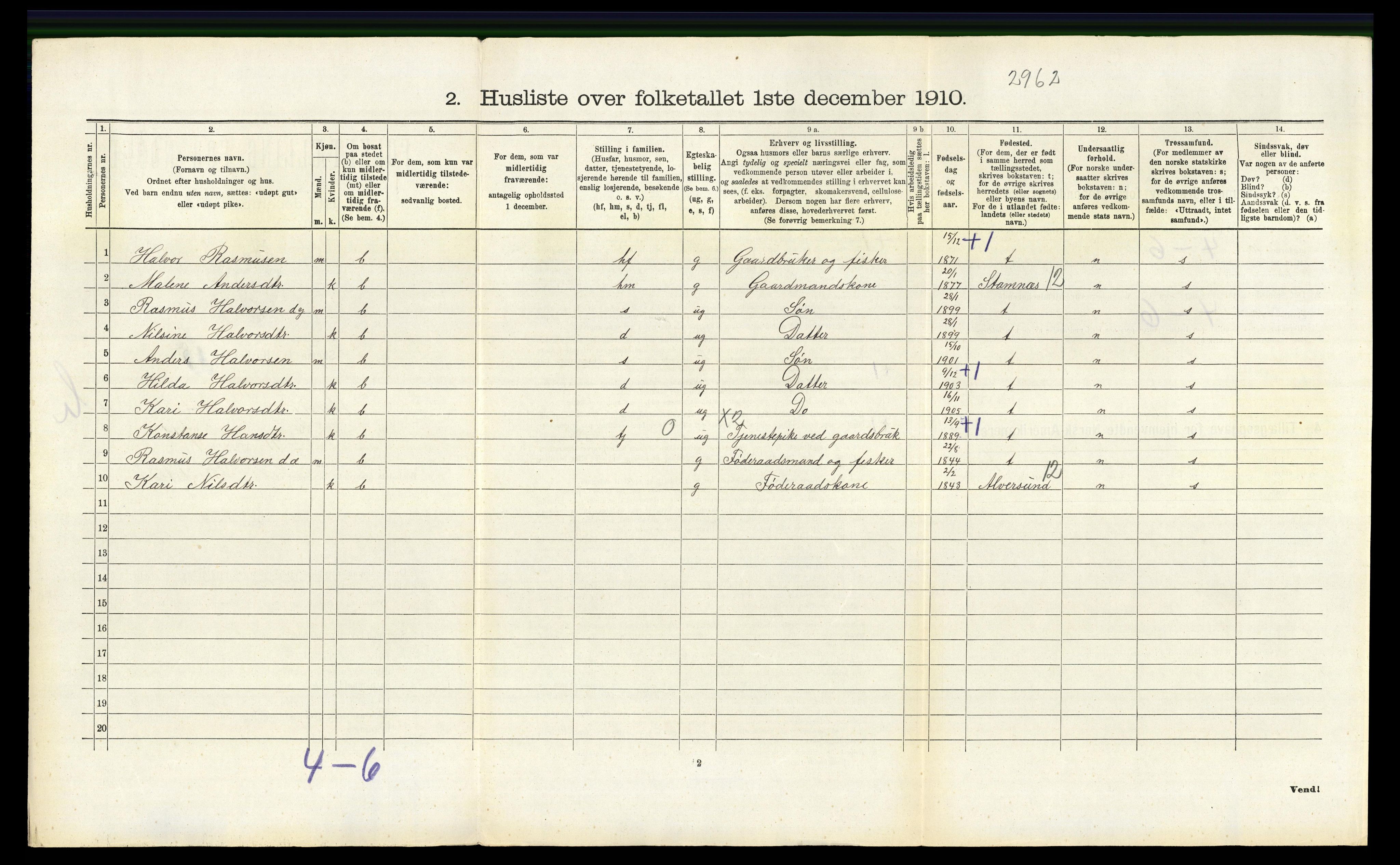 RA, Folketelling 1910 for 1261 Manger herred, 1910, s. 508