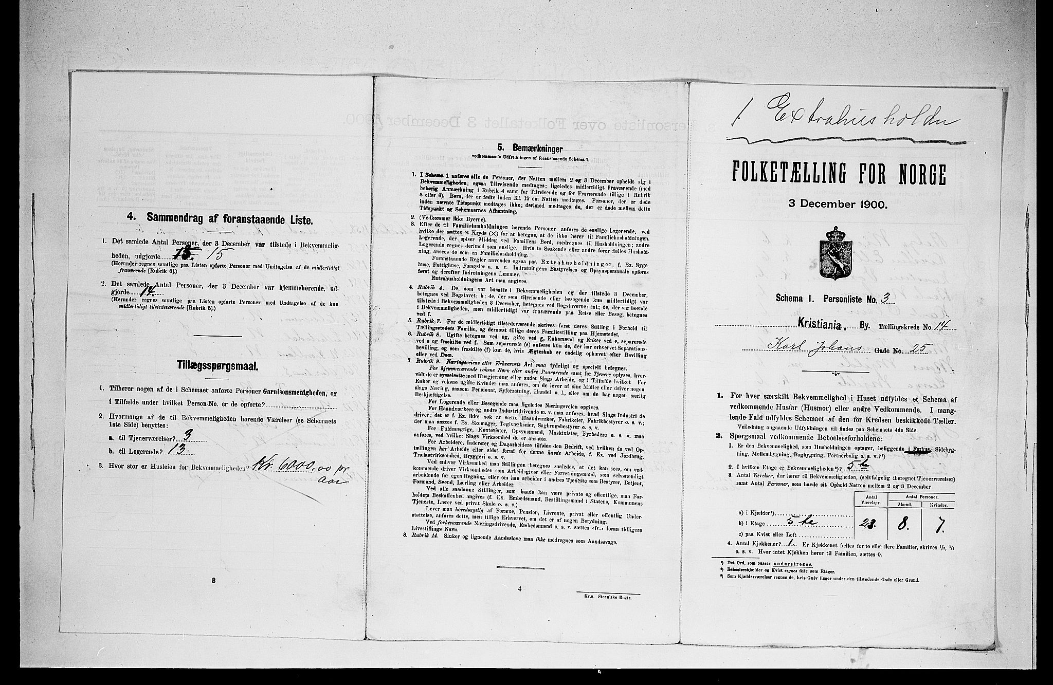 SAO, Folketelling 1900 for 0301 Kristiania kjøpstad, 1900, s. 11450