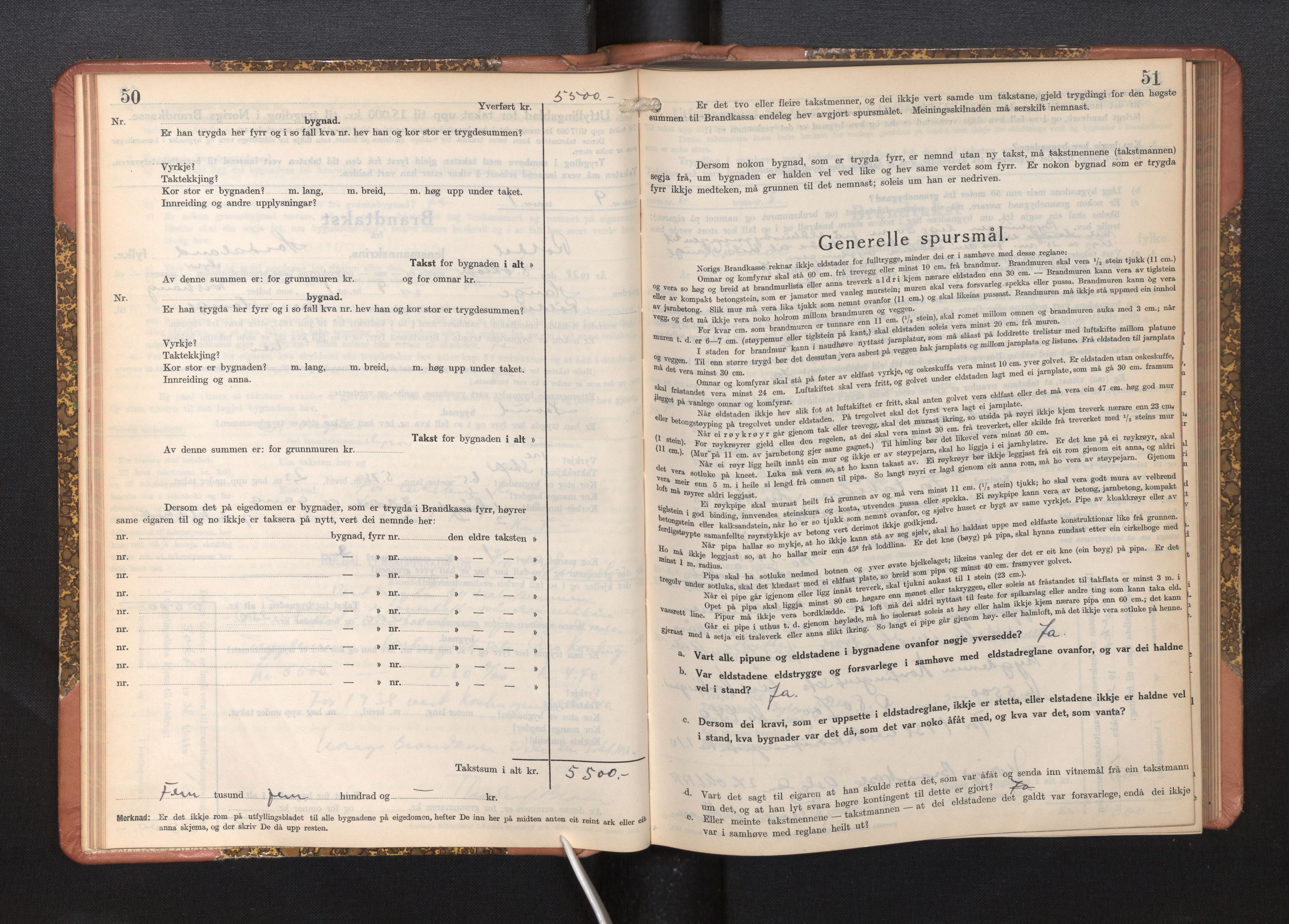 Lensmannen i Røldal, AV/SAB-A-34501/0012/L0004: Branntakstprotokoll, skjematakst, 1936-1950, s. 50-51