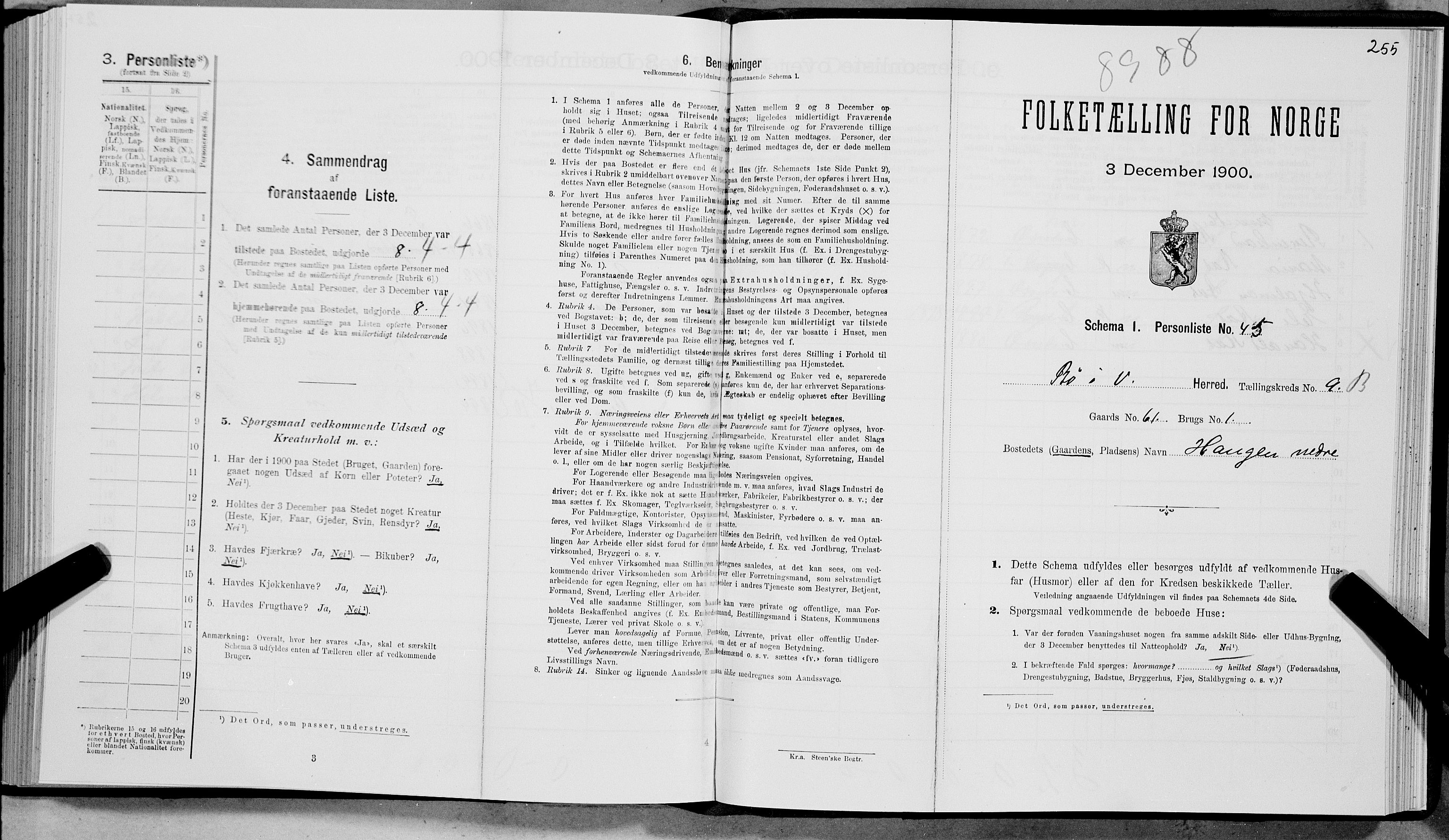 SAT, Folketelling 1900 for 1867 Bø herred, 1900, s. 1157