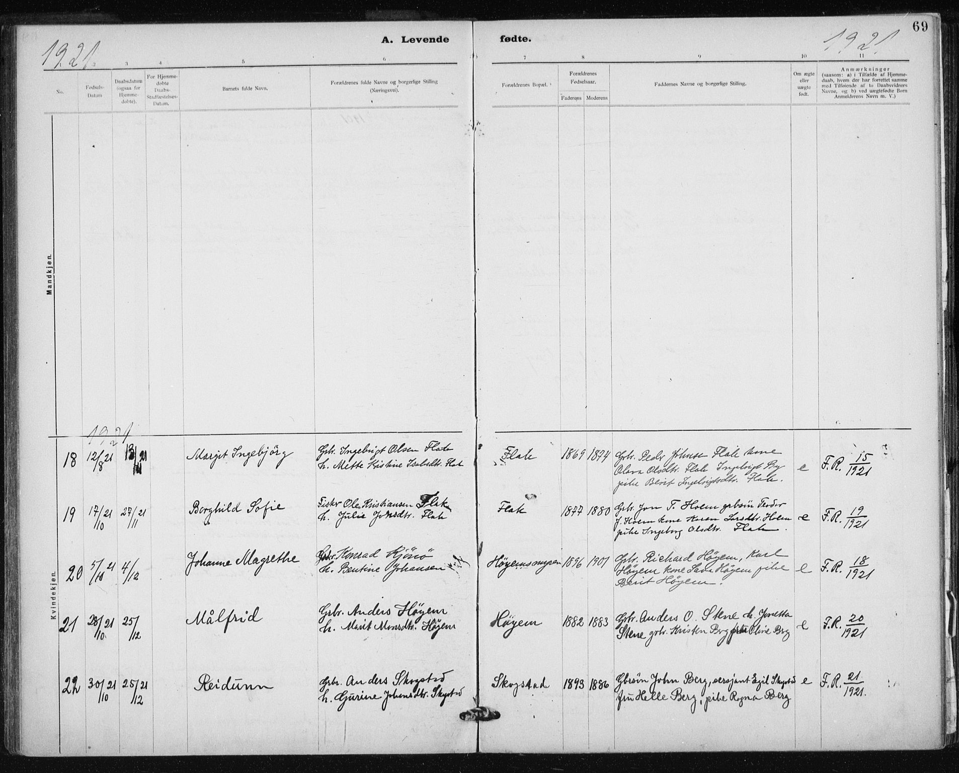 Ministerialprotokoller, klokkerbøker og fødselsregistre - Sør-Trøndelag, SAT/A-1456/612/L0381: Ministerialbok nr. 612A13, 1907-1923, s. 69