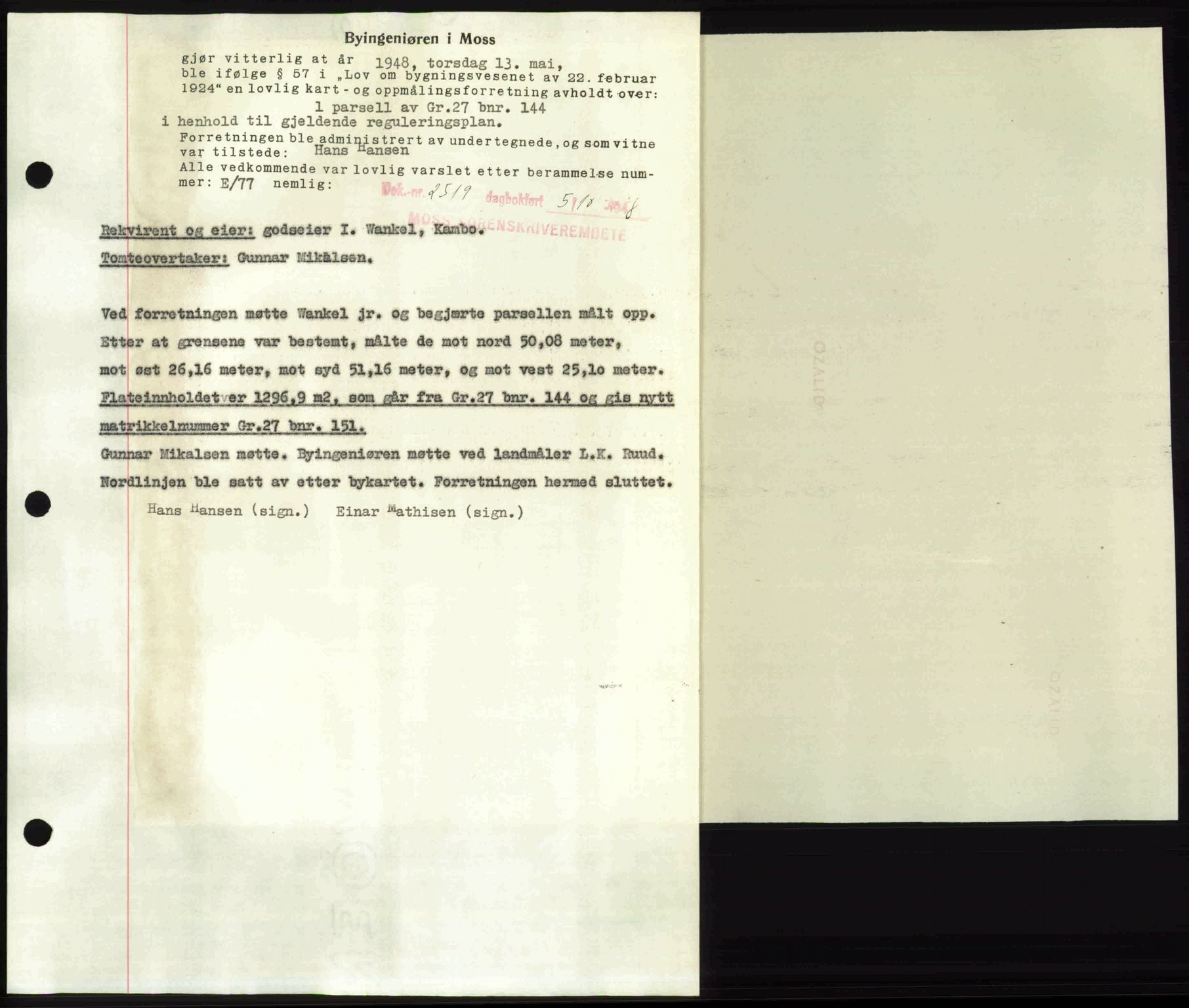 Moss sorenskriveri, SAO/A-10168: Pantebok nr. A20, 1948-1948, Dagboknr: 2519/1948