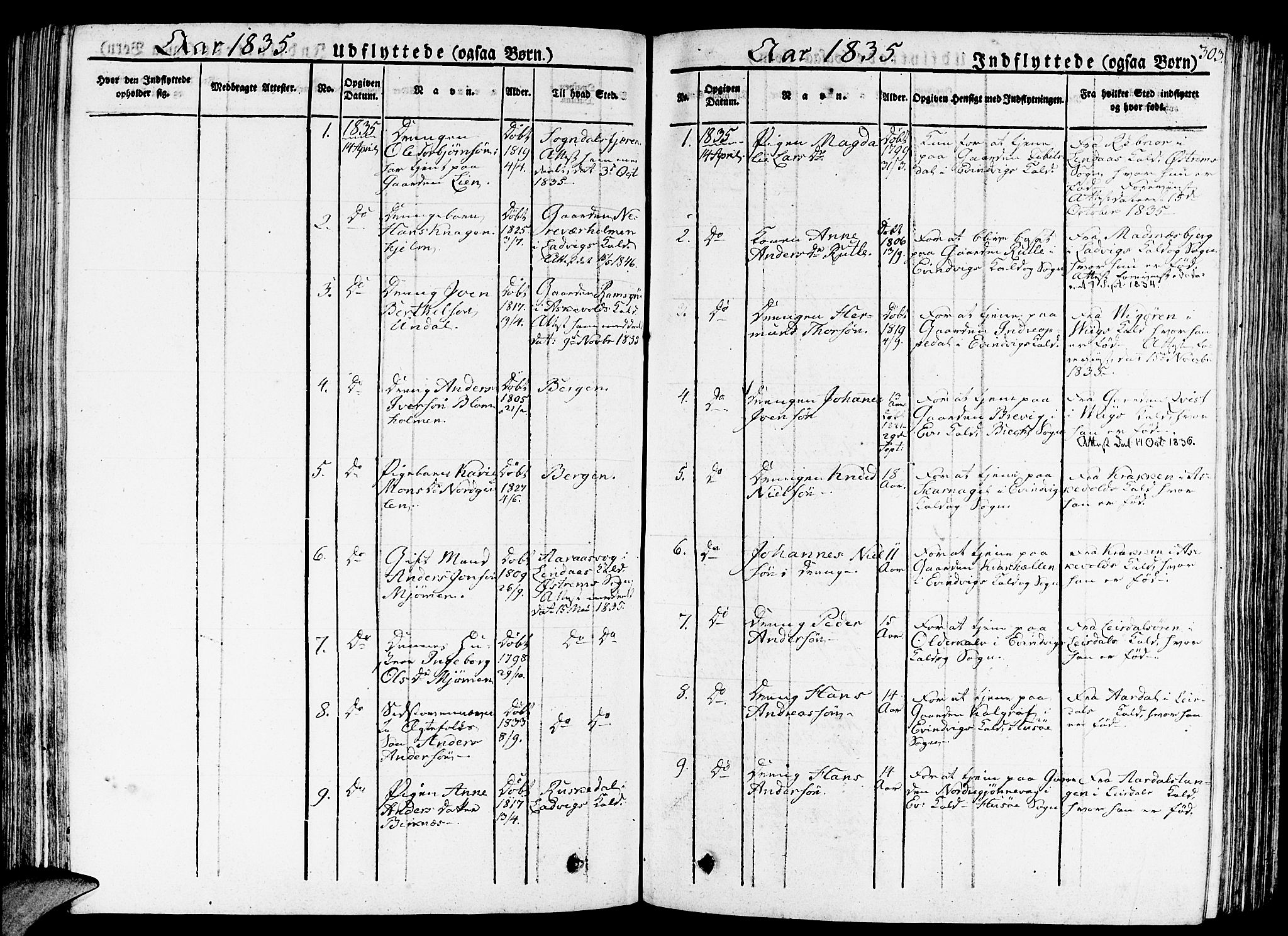 Gulen sokneprestembete, AV/SAB-A-80201/H/Haa/Haaa/L0019: Ministerialbok nr. A 19, 1826-1836, s. 303