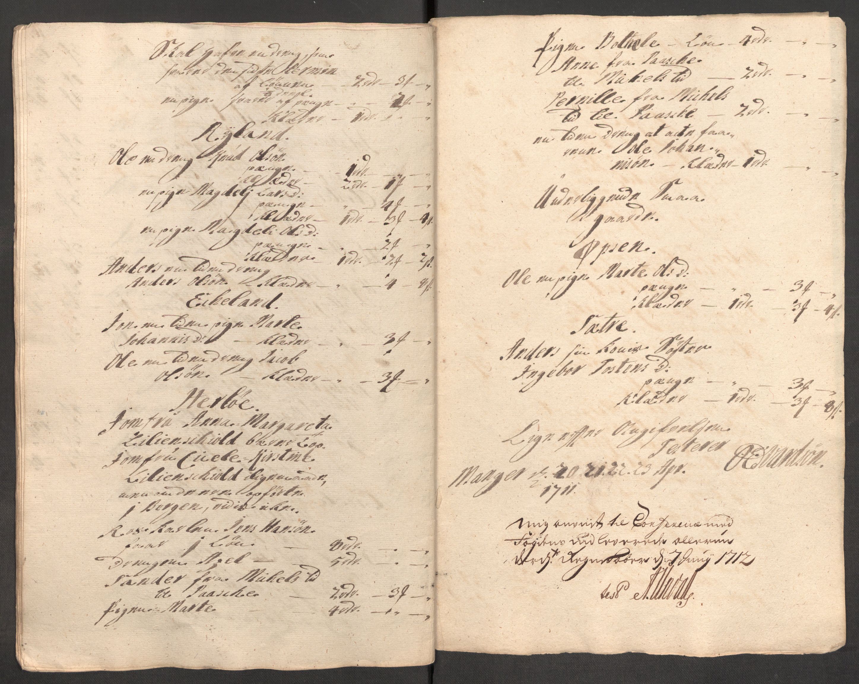 Rentekammeret inntil 1814, Reviderte regnskaper, Fogderegnskap, RA/EA-4092/R51/L3193: Fogderegnskap Nordhordland og Voss, 1711, s. 321