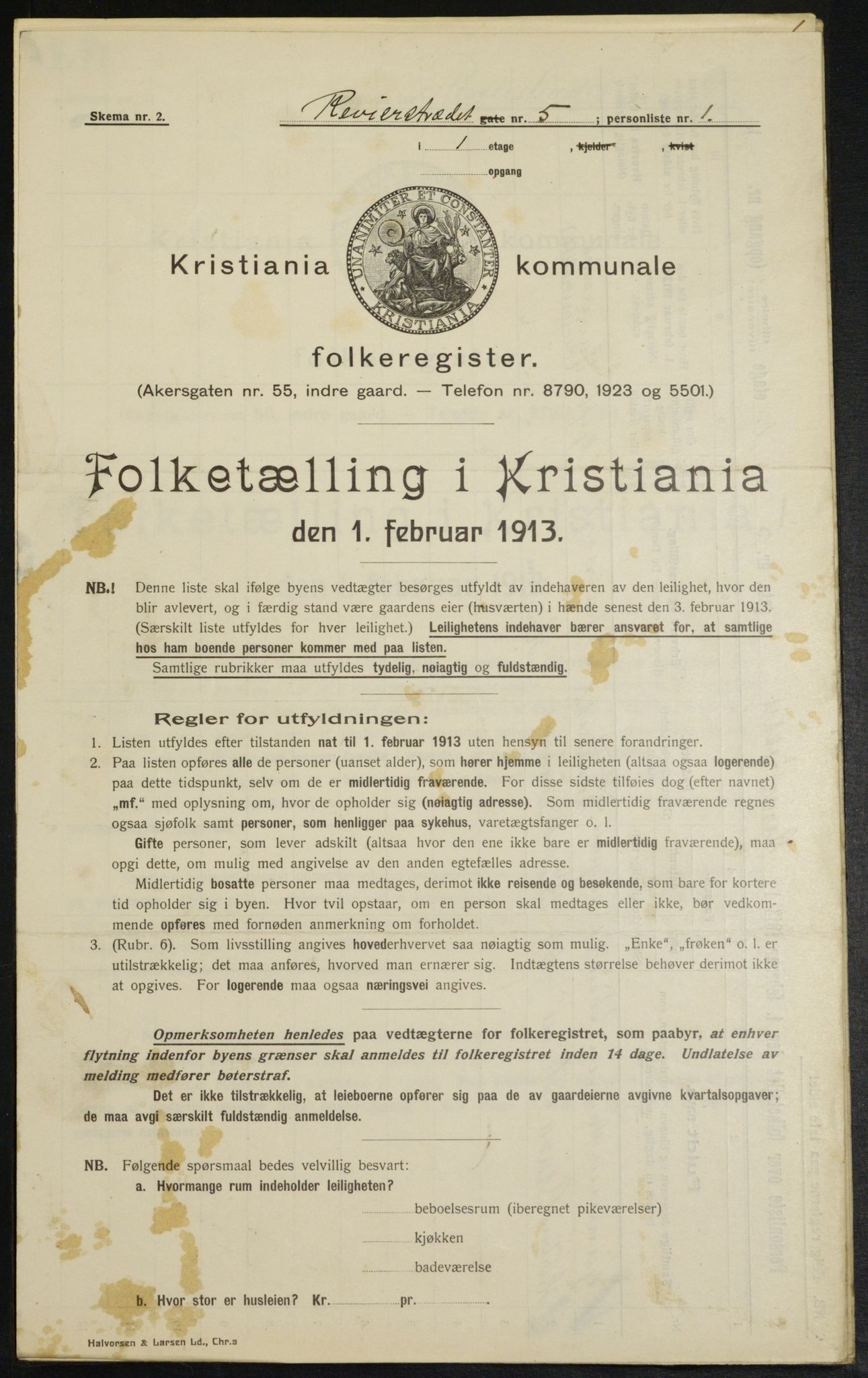 OBA, Kommunal folketelling 1.2.1913 for Kristiania, 1913, s. 82948