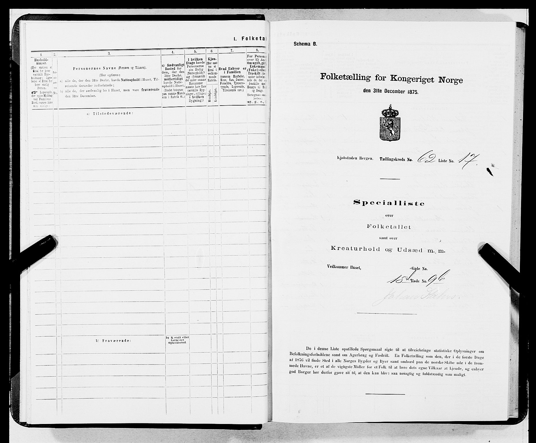 SAB, Folketelling 1875 for 1301 Bergen kjøpstad, 1875, s. 3316