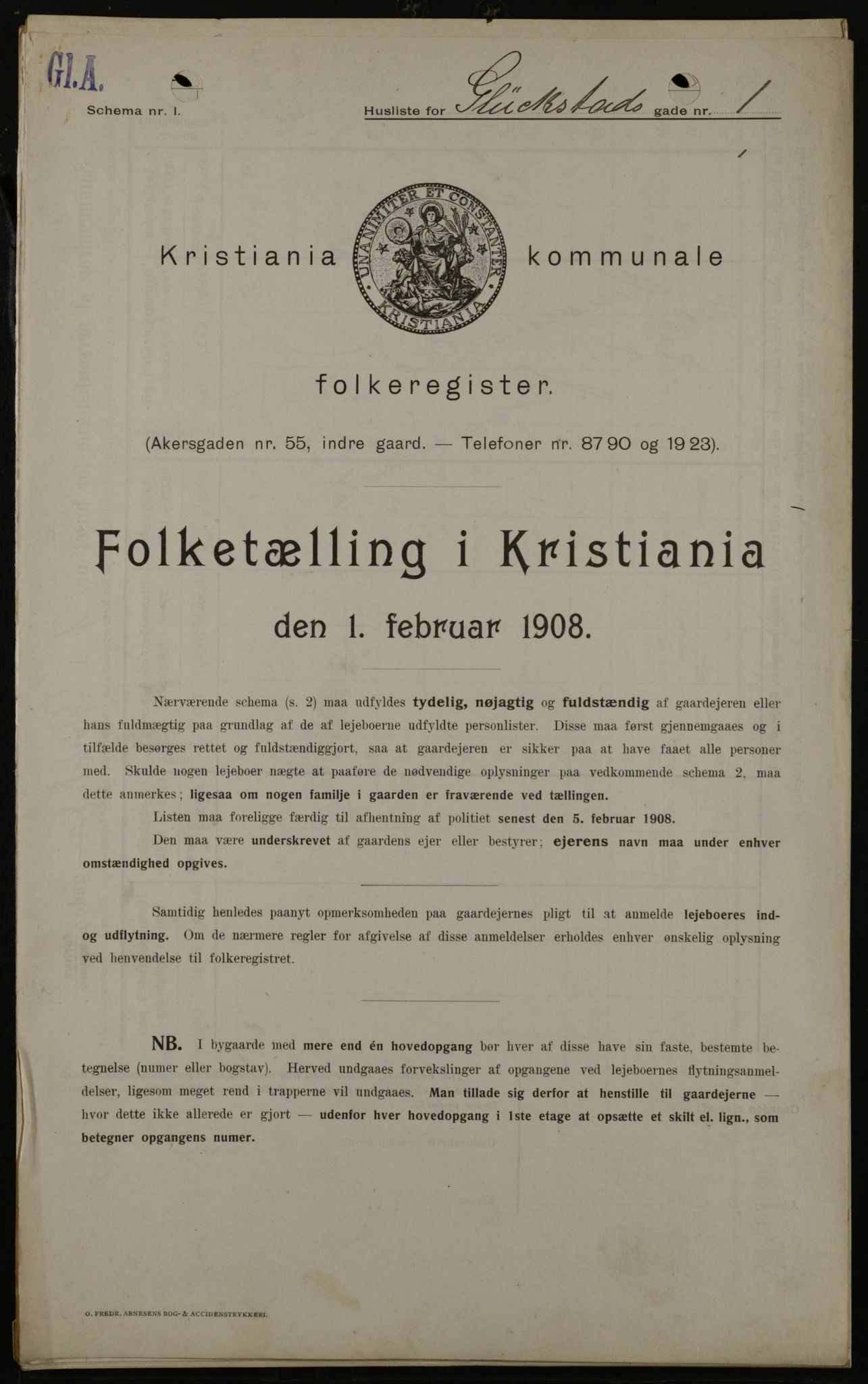 OBA, Kommunal folketelling 1.2.1908 for Kristiania kjøpstad, 1908, s. 26419
