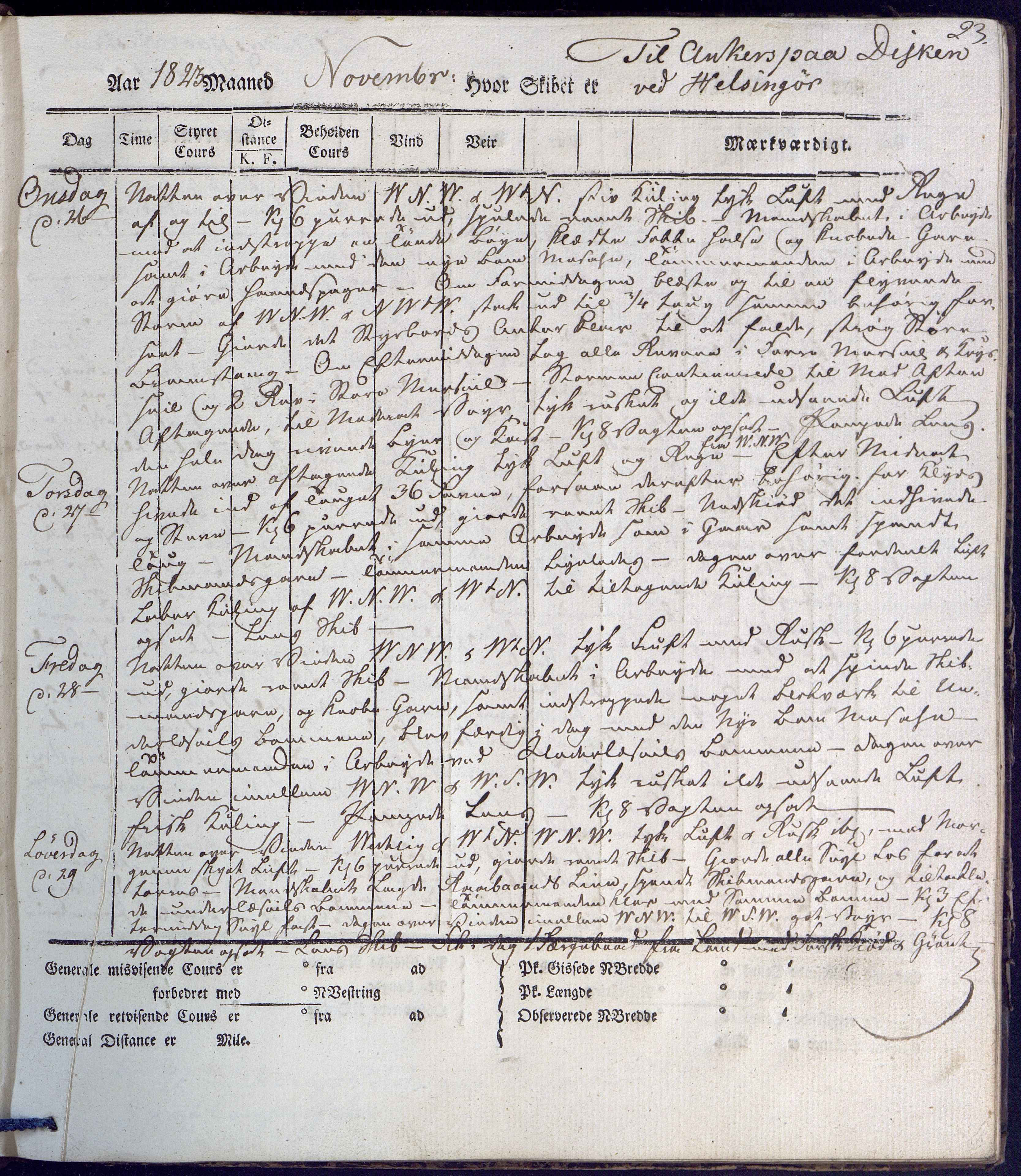 Fartøysarkivet, AAKS/PA-1934/F/L0231/0001: Neptunus (båttype ikke oppgitt) / Neptunus skipsjournal 1823-1824, 1823-1824, s. 23