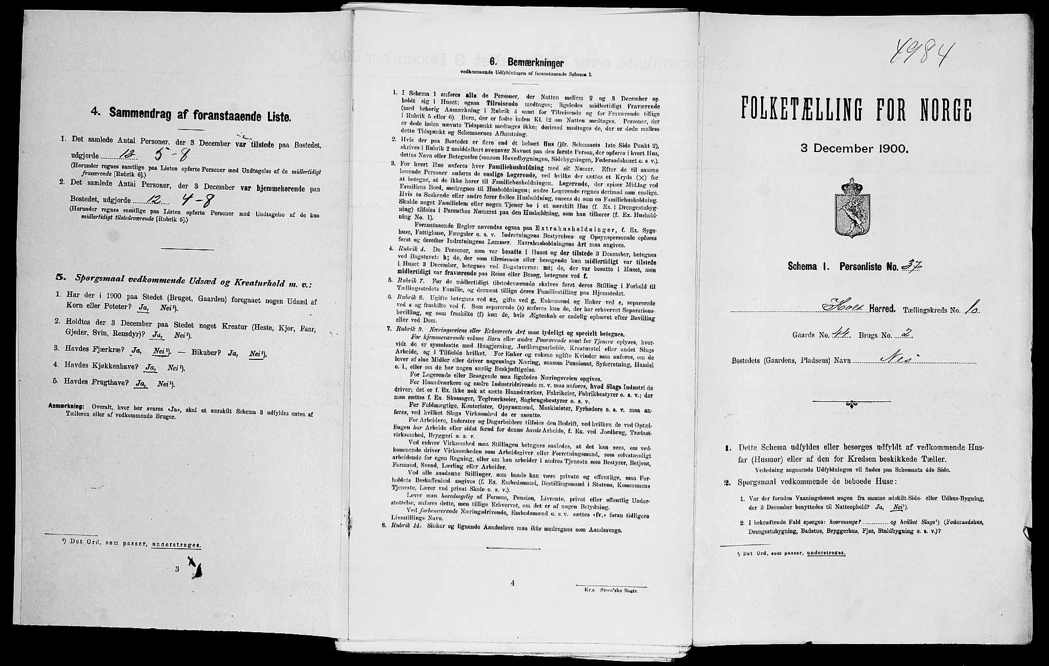 SAK, Folketelling 1900 for 0914 Holt herred, 1900, s. 1487