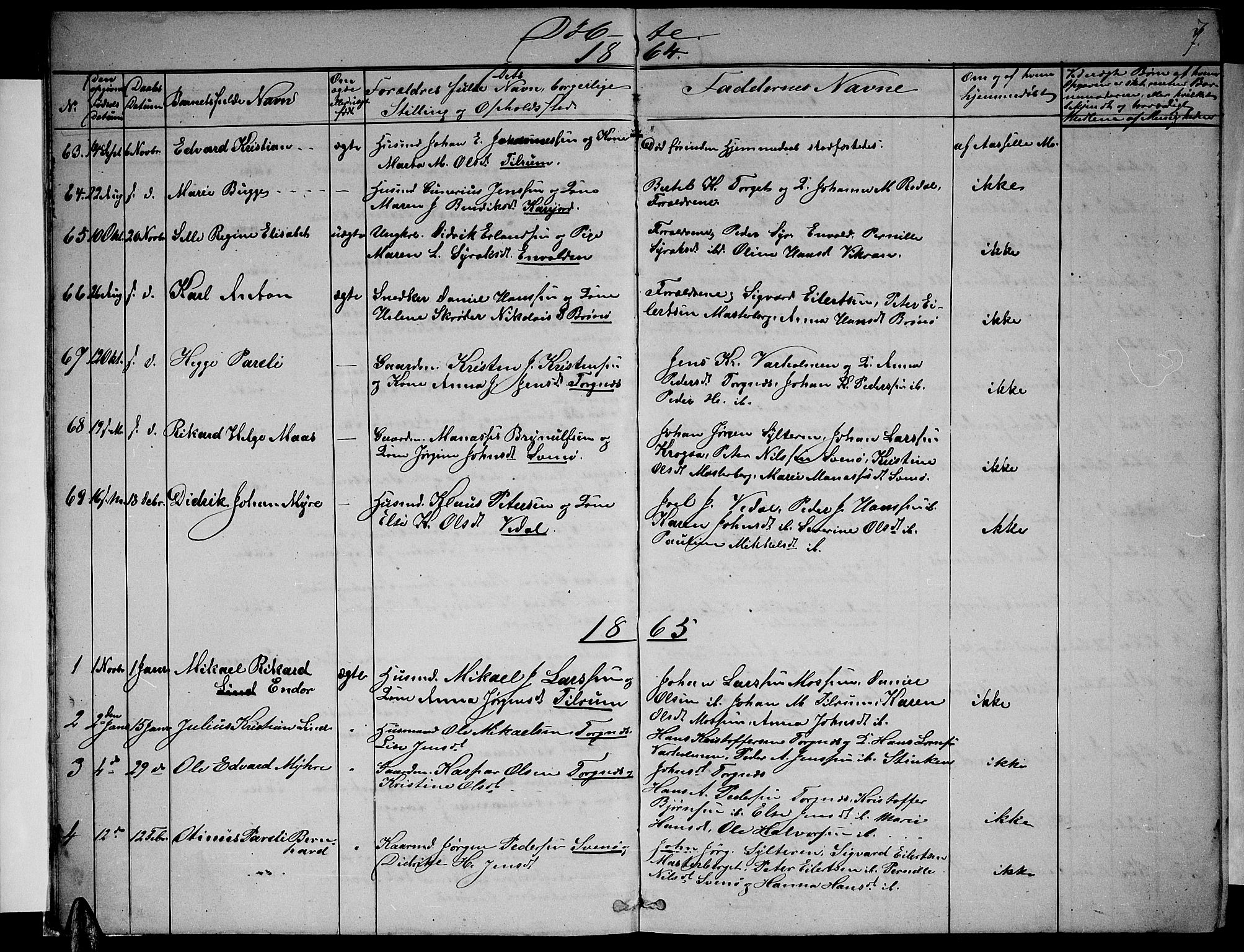 Ministerialprotokoller, klokkerbøker og fødselsregistre - Nordland, AV/SAT-A-1459/813/L0212: Klokkerbok nr. 813C04, 1864-1886, s. 7