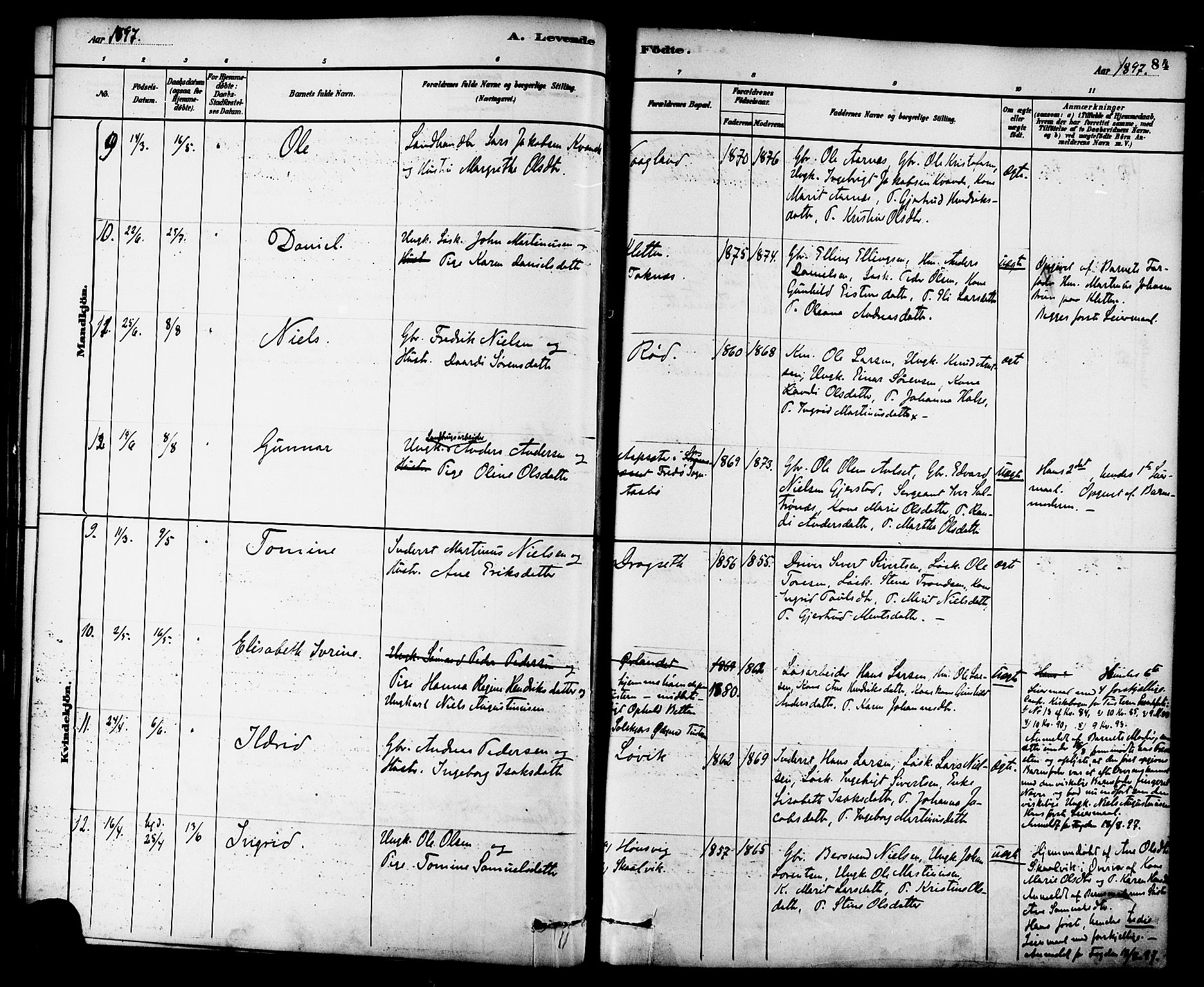 Ministerialprotokoller, klokkerbøker og fødselsregistre - Møre og Romsdal, AV/SAT-A-1454/576/L0885: Ministerialbok nr. 576A03, 1880-1898, s. 84