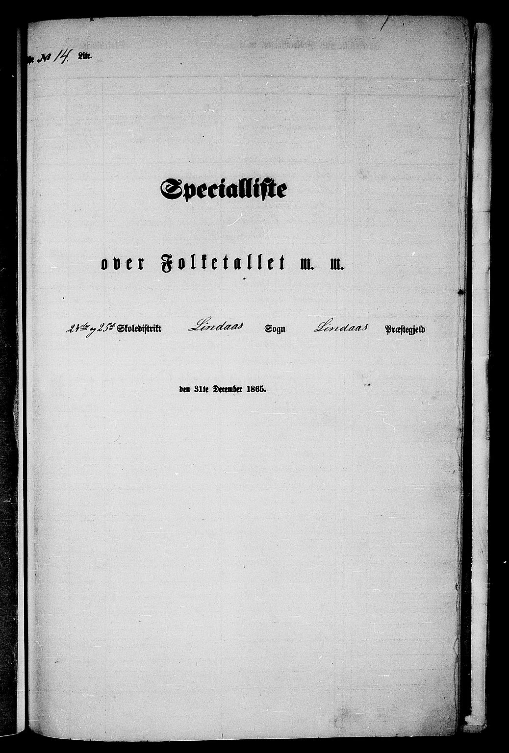 RA, Folketelling 1865 for 1263P Lindås prestegjeld, 1865, s. 195