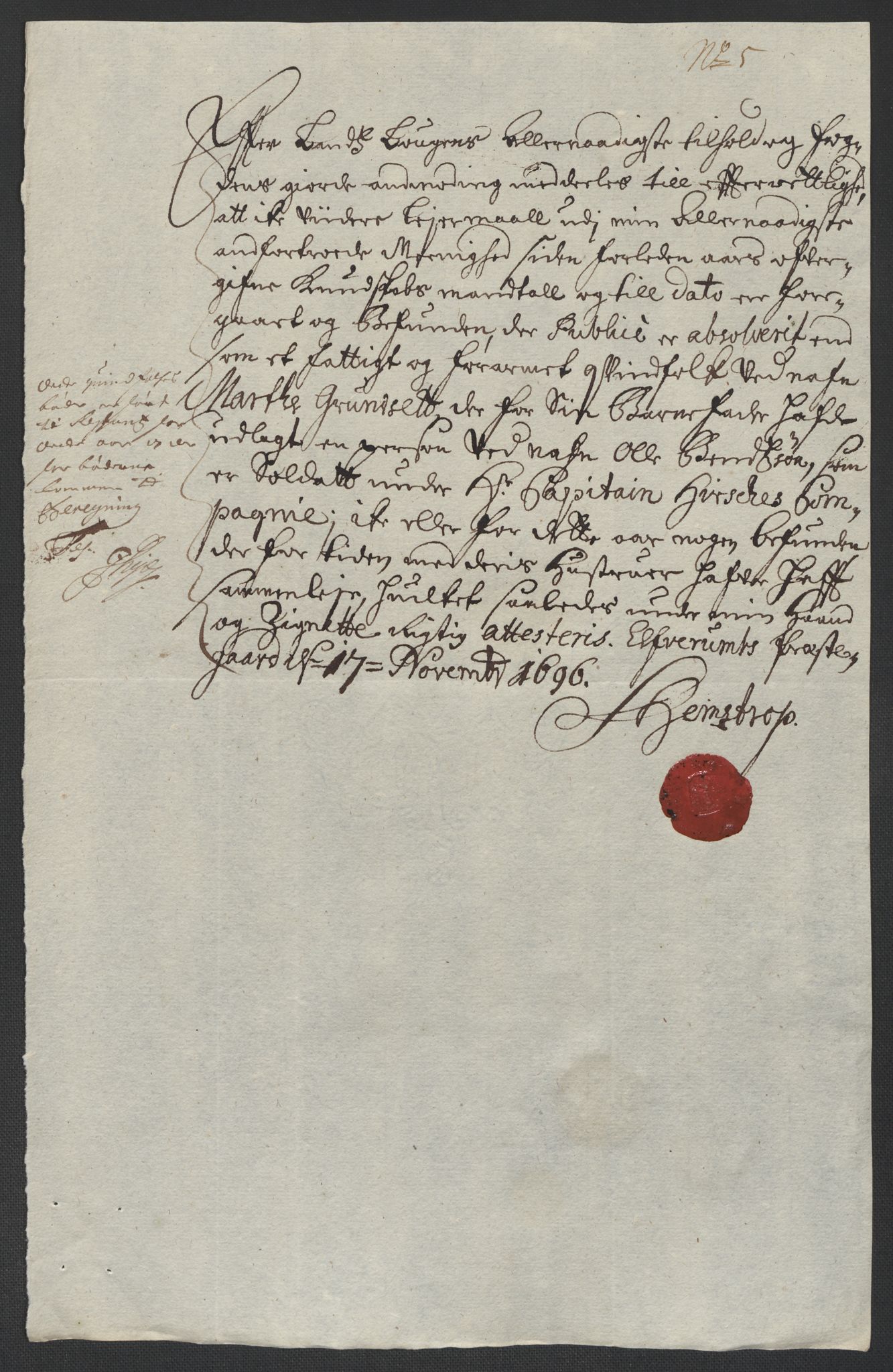 Rentekammeret inntil 1814, Reviderte regnskaper, Fogderegnskap, AV/RA-EA-4092/R13/L0834: Fogderegnskap Solør, Odal og Østerdal, 1696, s. 205