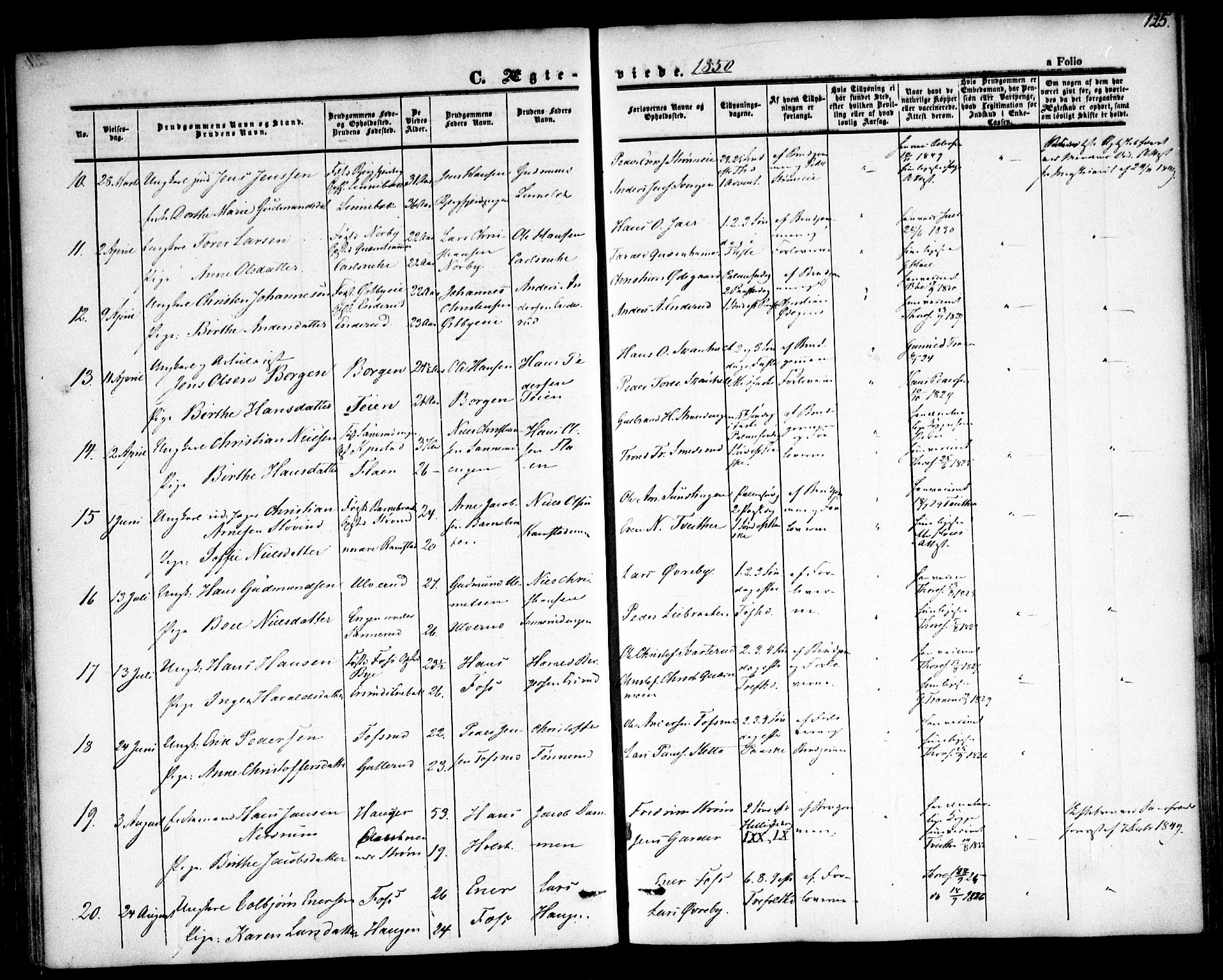 Fet prestekontor Kirkebøker, AV/SAO-A-10370a/F/Fa/L0010: Ministerialbok nr. I 10, 1847-1859, s. 125