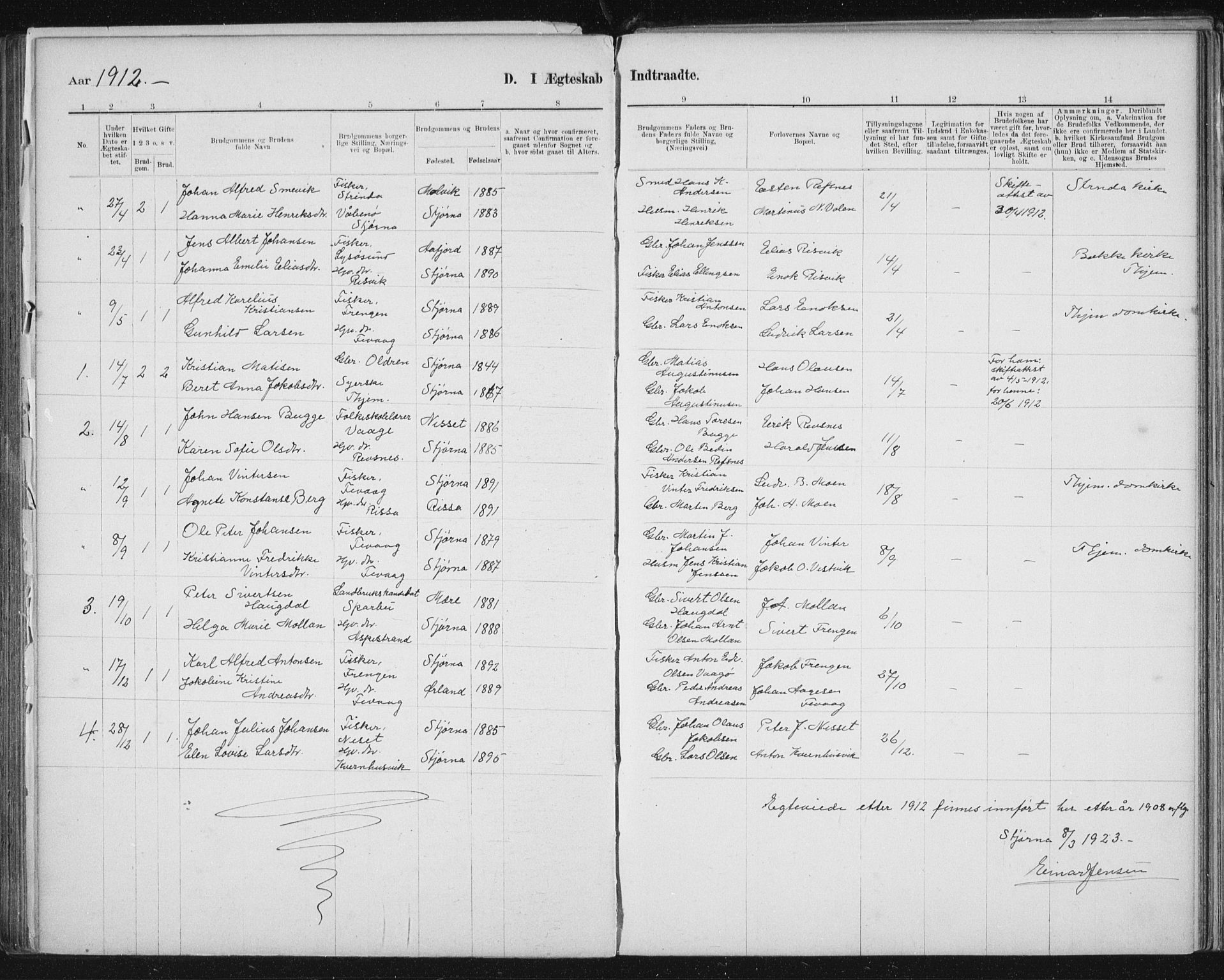 Ministerialprotokoller, klokkerbøker og fødselsregistre - Sør-Trøndelag, SAT/A-1456/653/L0660: Klokkerbok nr. 653C04, 1894-1919