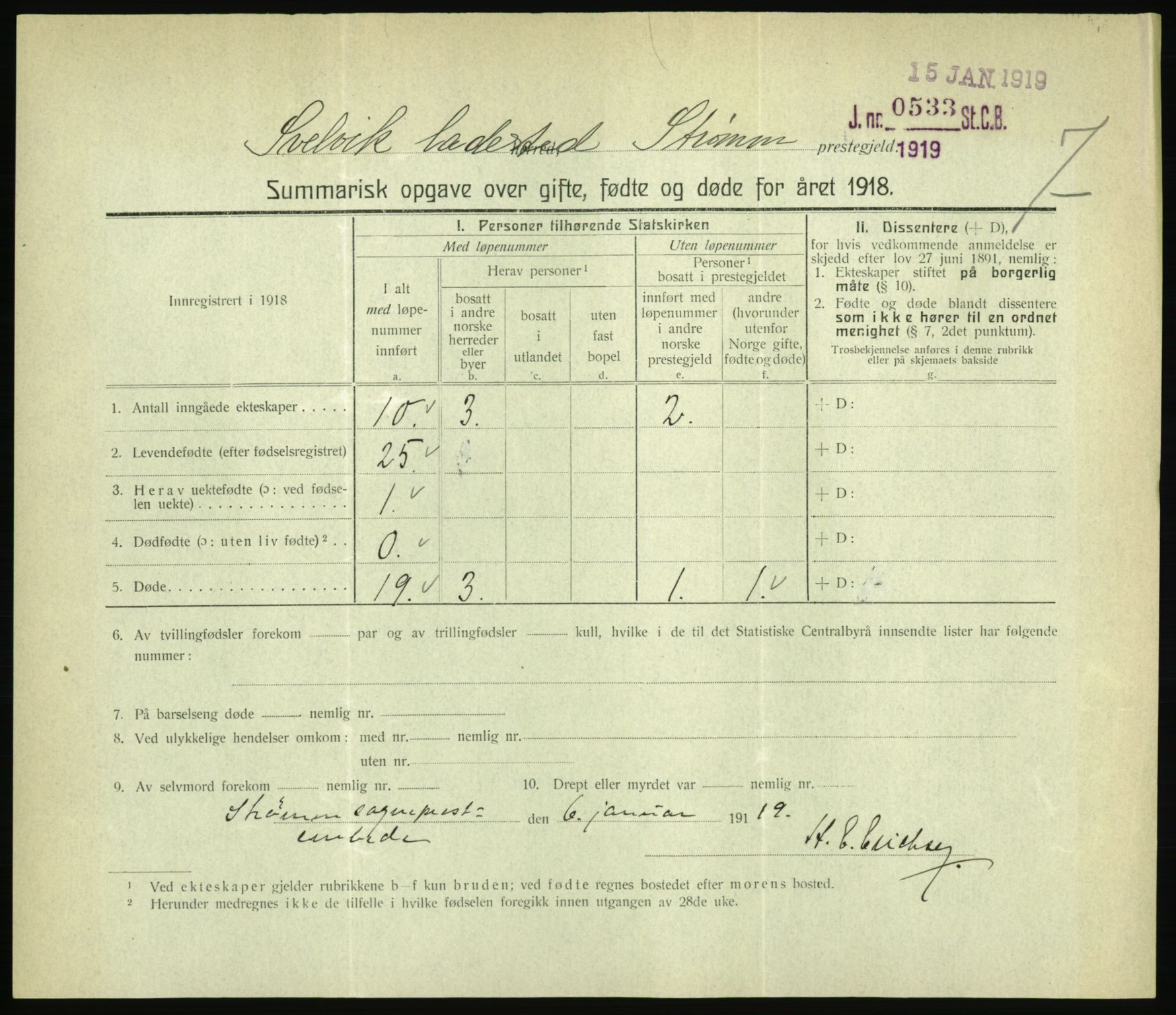 Statistisk sentralbyrå, Sosiodemografiske emner, Befolkning, RA/S-2228/D/Df/Dfb/Dfbh/L0059: Summariske oppgaver over gifte, fødte og døde for hele landet., 1918, s. 473