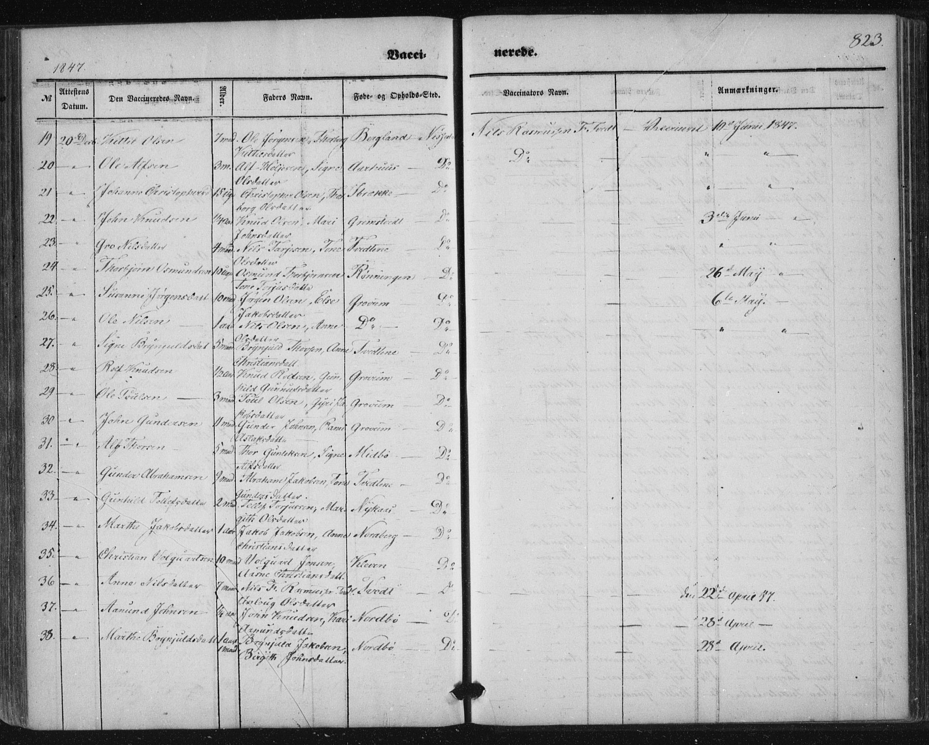 Nissedal kirkebøker, AV/SAKO-A-288/F/Fa/L0003: Ministerialbok nr. I 3, 1846-1870, s. 822-823