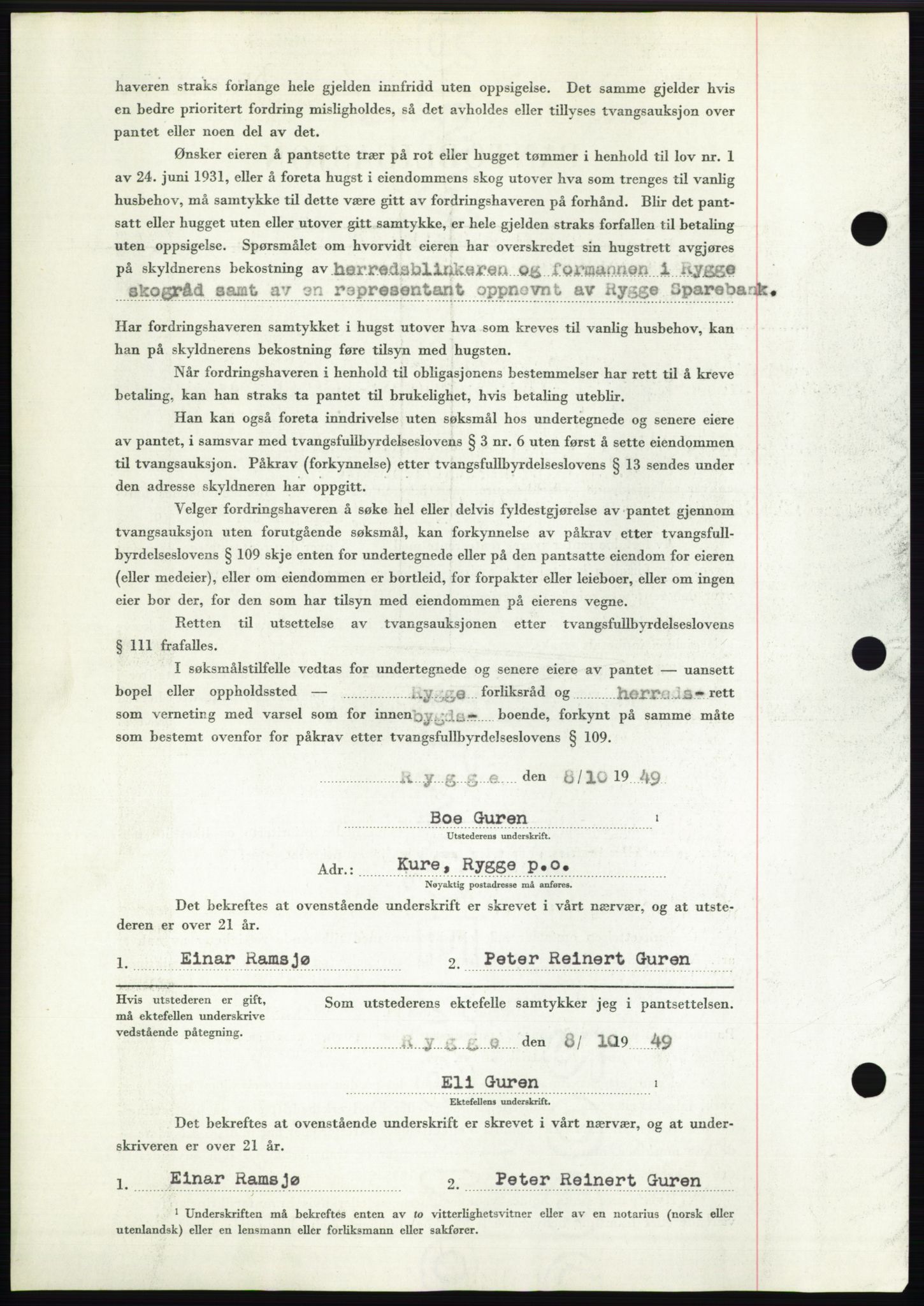 Moss sorenskriveri, SAO/A-10168: Pantebok nr. B23, 1949-1950, Dagboknr: 3171/1949