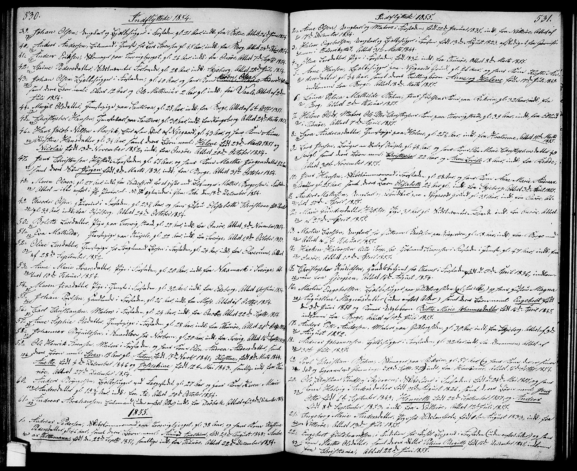 Glemmen prestekontor Kirkebøker, AV/SAO-A-10908/G/Ga/L0003: Klokkerbok nr. 3, 1852-1866, s. 530-531