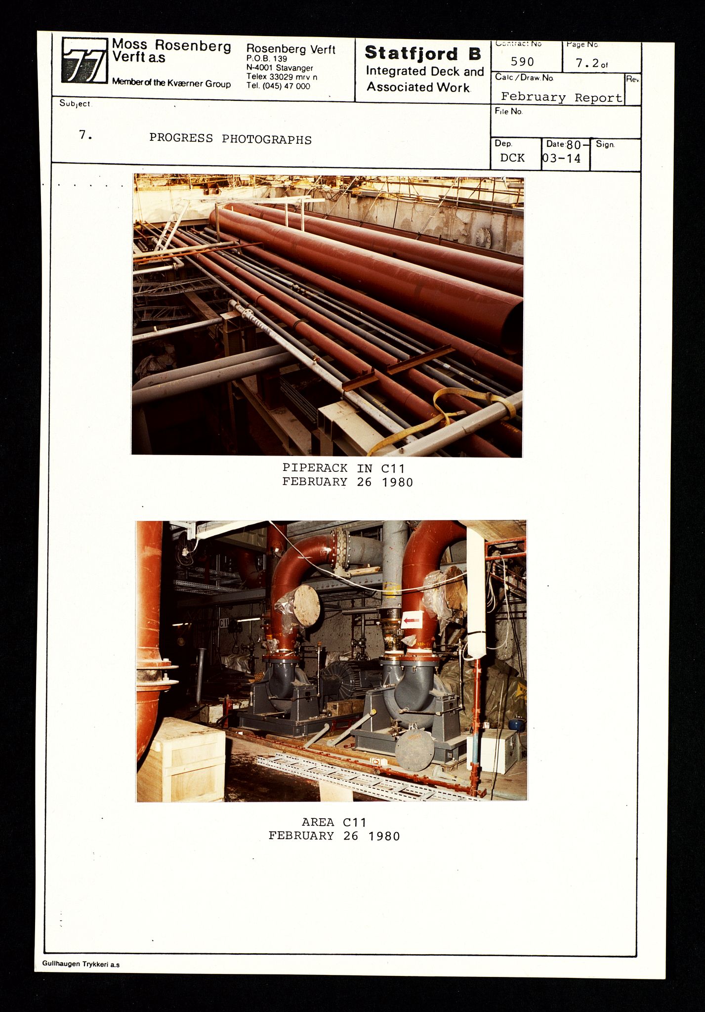 Pa 1400 - Moss Rosenberg Verft A/S, SAST/A-101696/E/Eb/Ebg/L0001: Statfjord B: Deck og offshore, 1979-1982, s. 26