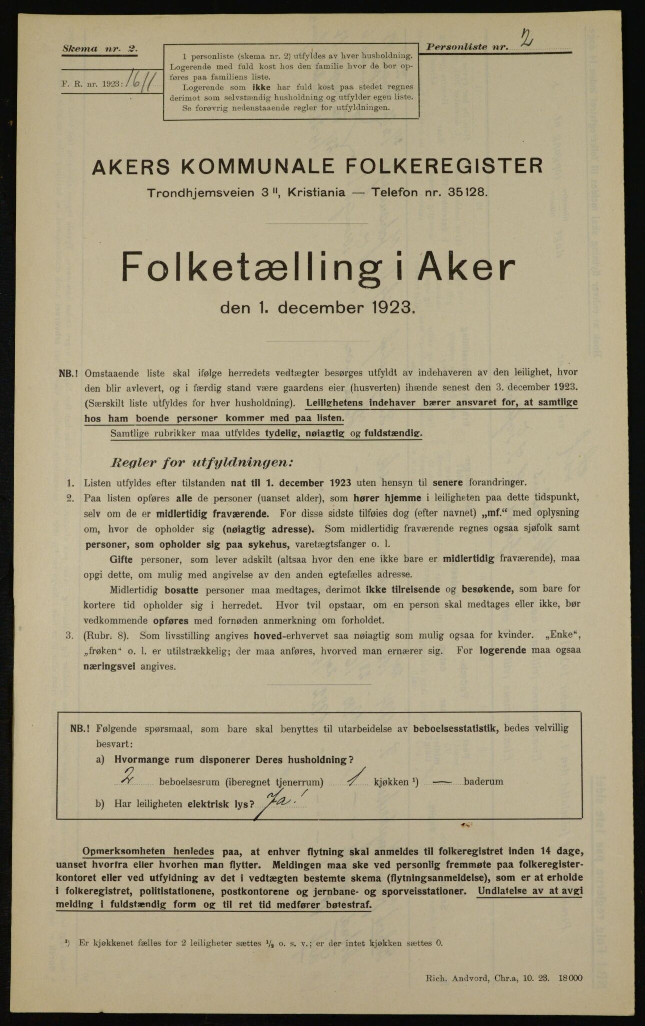 , Kommunal folketelling 1.12.1923 for Aker, 1923, s. 45781