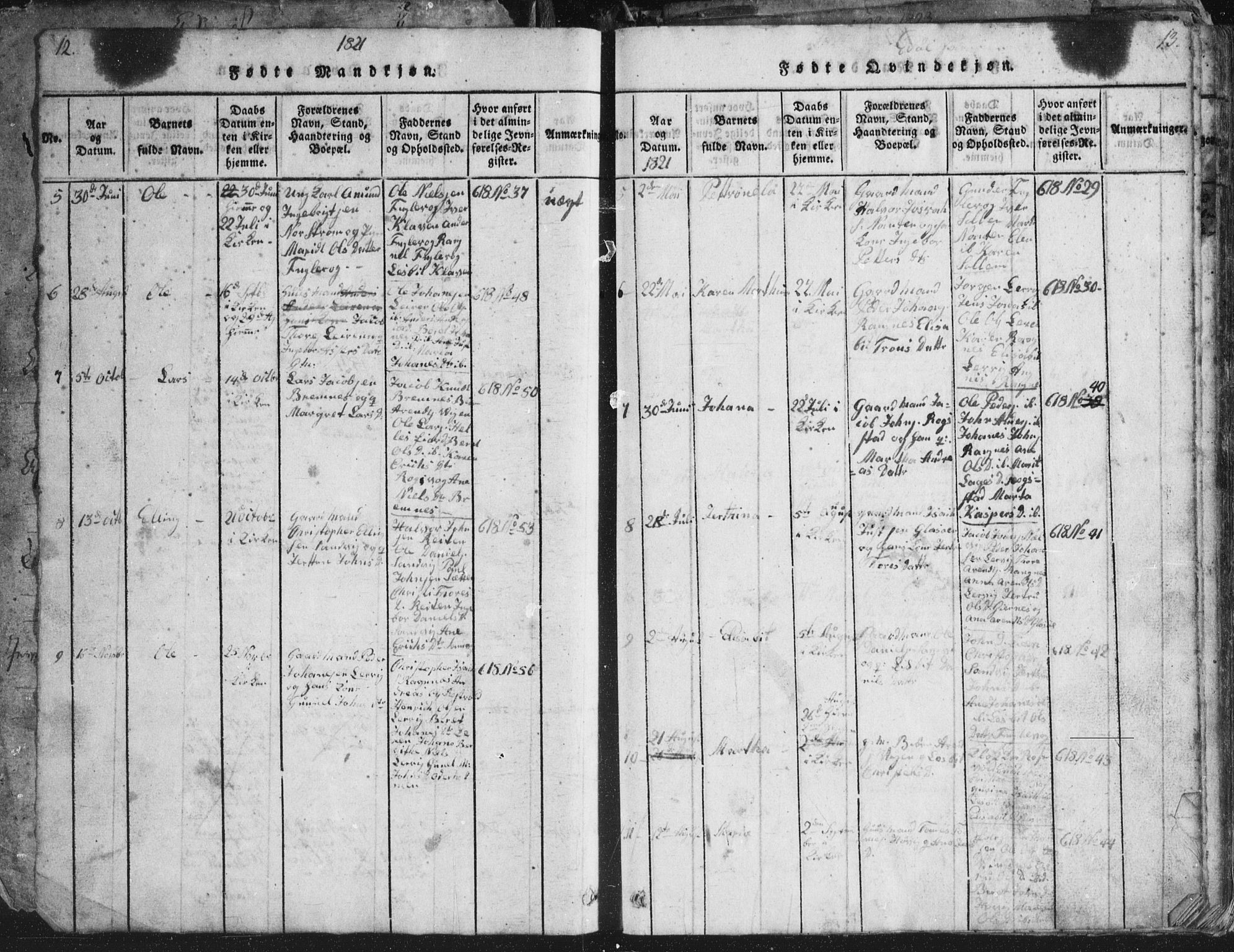 Ministerialprotokoller, klokkerbøker og fødselsregistre - Møre og Romsdal, AV/SAT-A-1454/581/L0942: Klokkerbok nr. 581C00, 1820-1836, s. 12-13