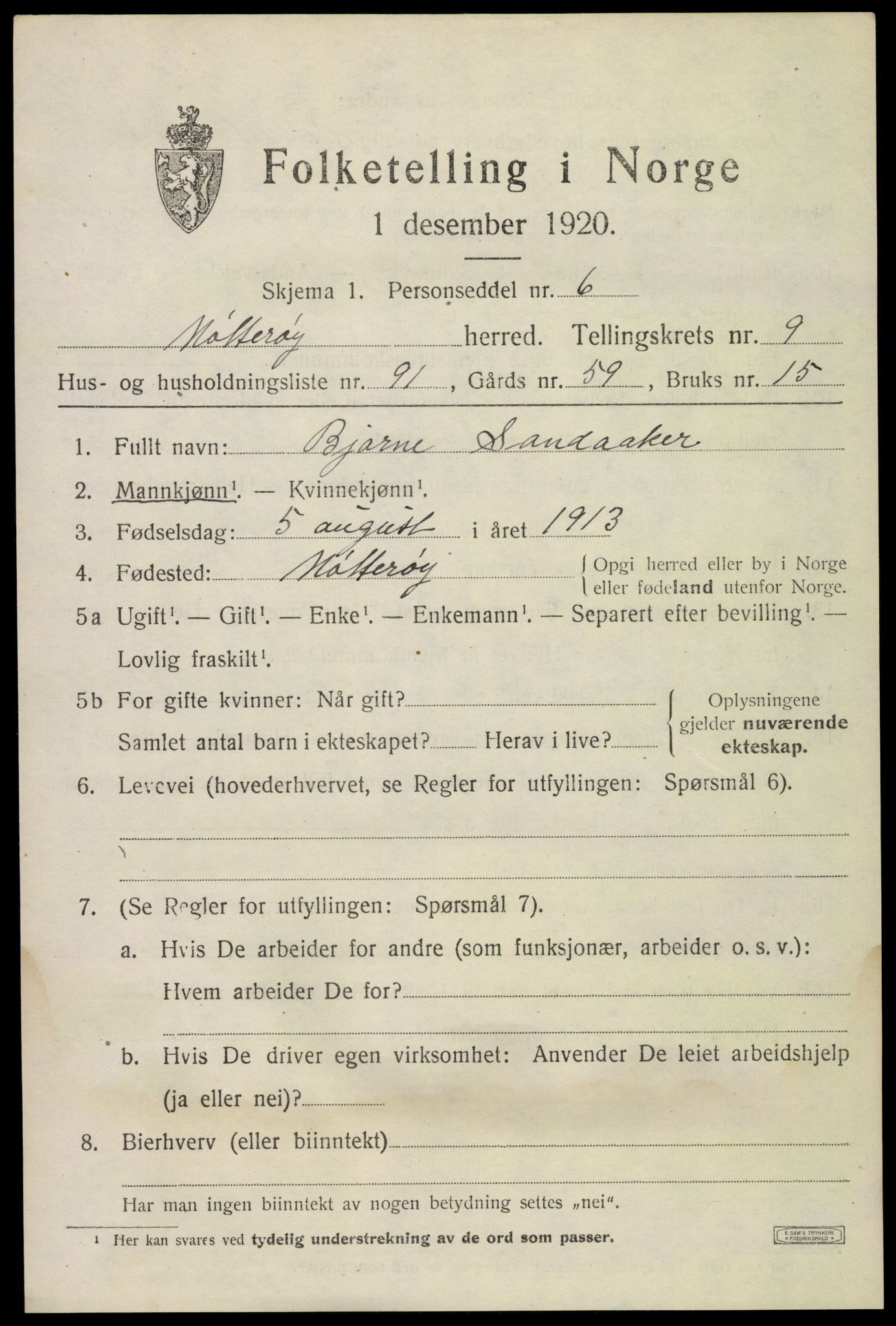 SAKO, Folketelling 1920 for 0722 Nøtterøy herred, 1920, s. 12317