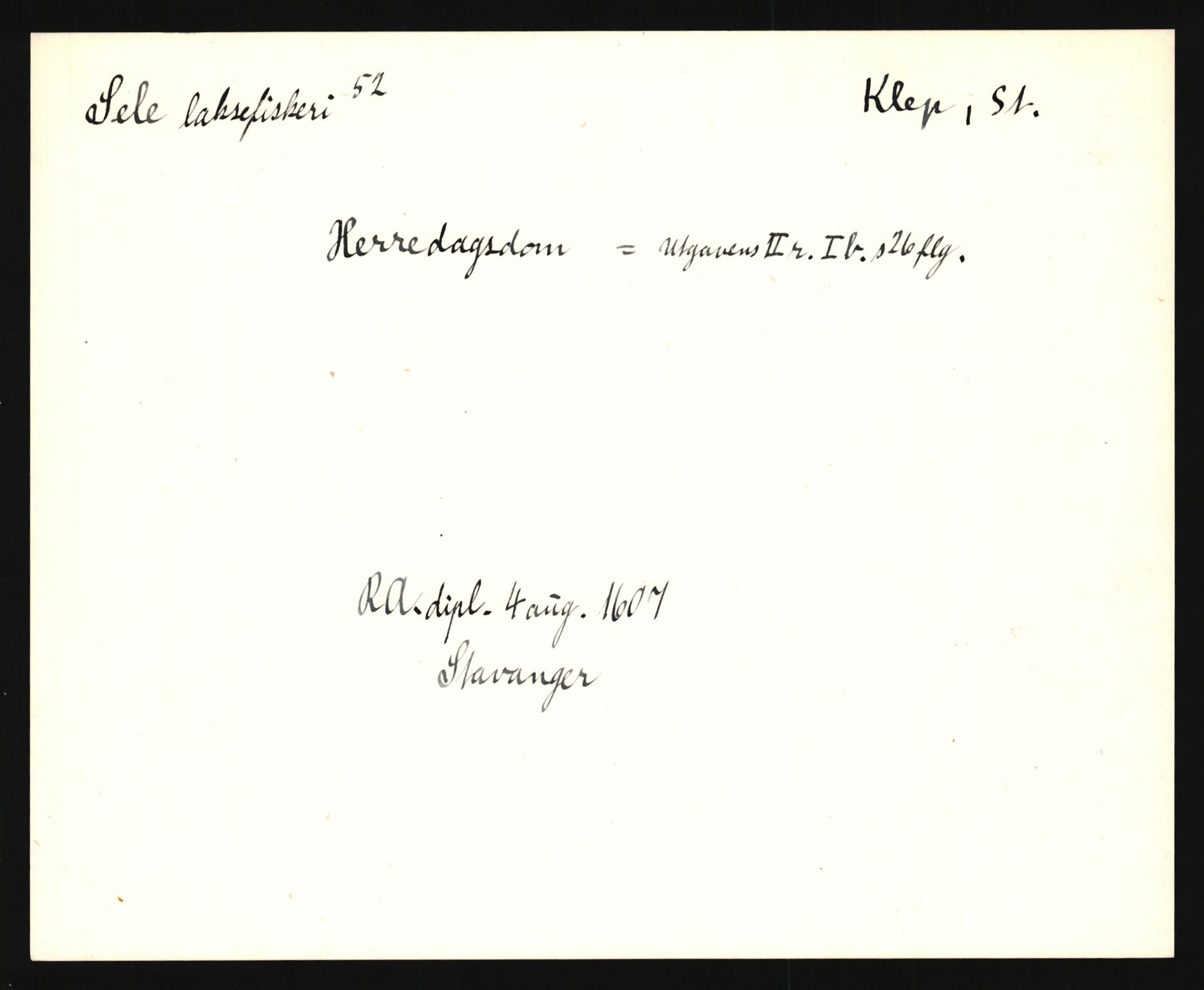 Riksarkivets diplomsamling, AV/RA-EA-5965/F35/F35e/L0027: Registreringssedler Rogaland, 1400-1700, s. 133