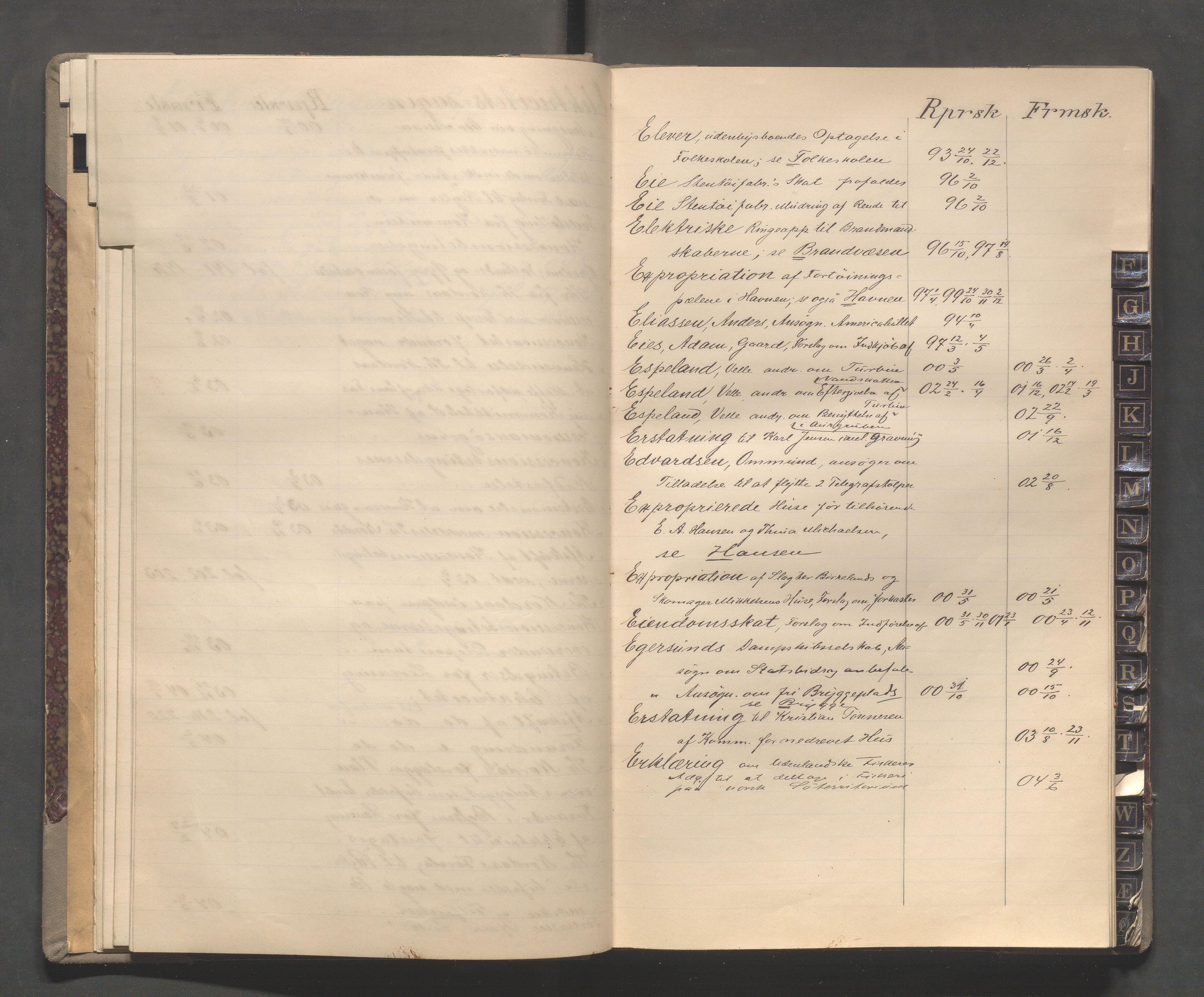 Egersund kommune (Ladested) - Formannskapet, IKAR/K-100502/C/Cb/L0001: Saksregister, 1880-1903, s. 31