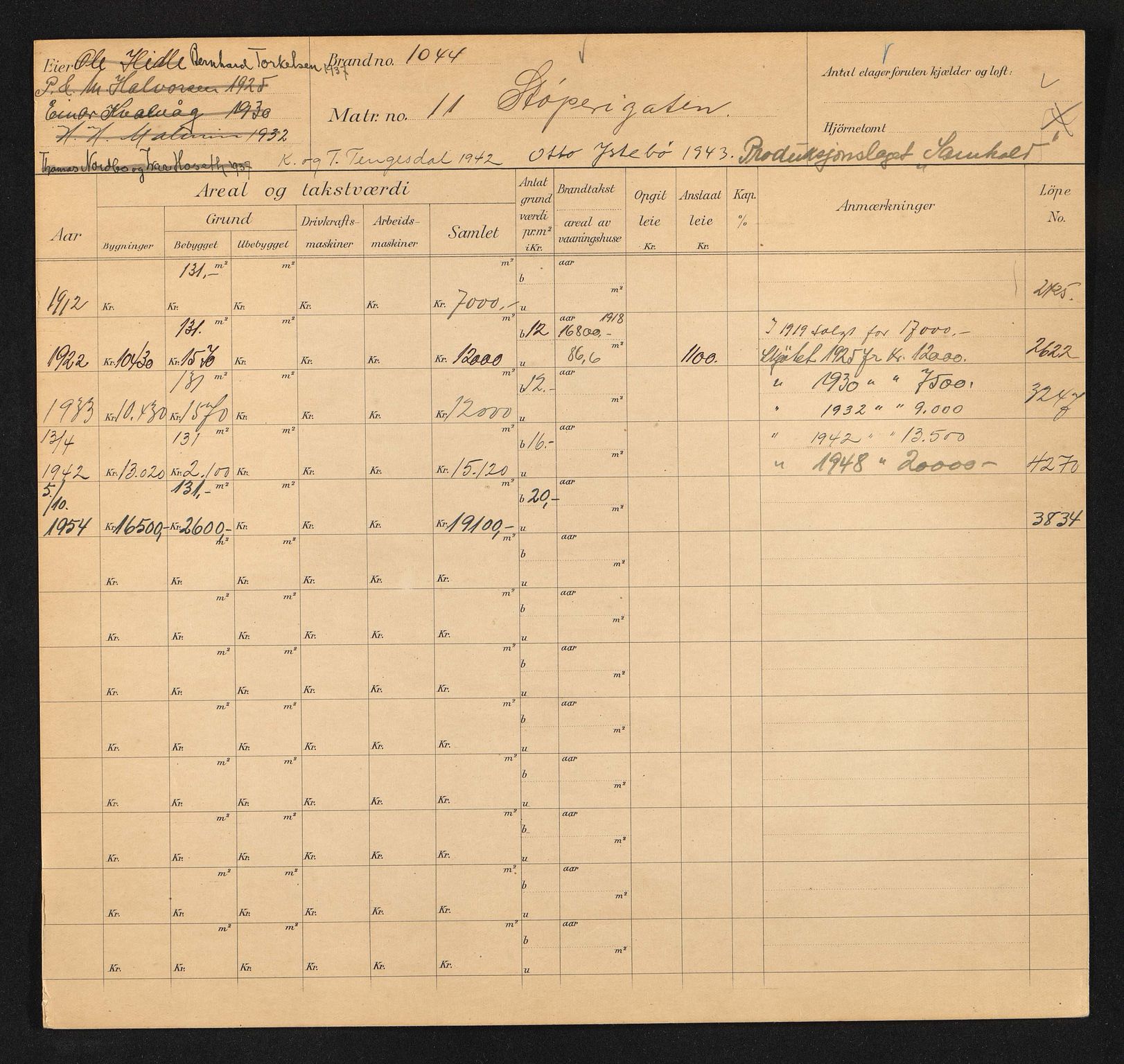 Stavanger kommune. Skattetakstvesenet, BYST/A-0440/F/Fa/Faa/L0041/0004: Skattetakstkort / Støperigata 2 - Suldalsgata 29