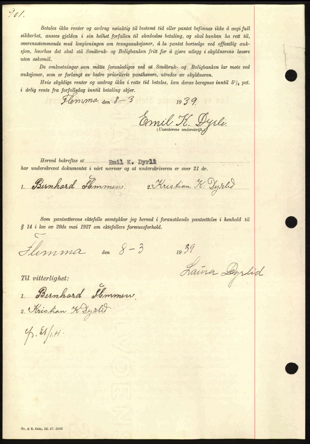 Nordmøre sorenskriveri, AV/SAT-A-4132/1/2/2Ca: Pantebok nr. B84, 1938-1939, Dagboknr: 648/1939