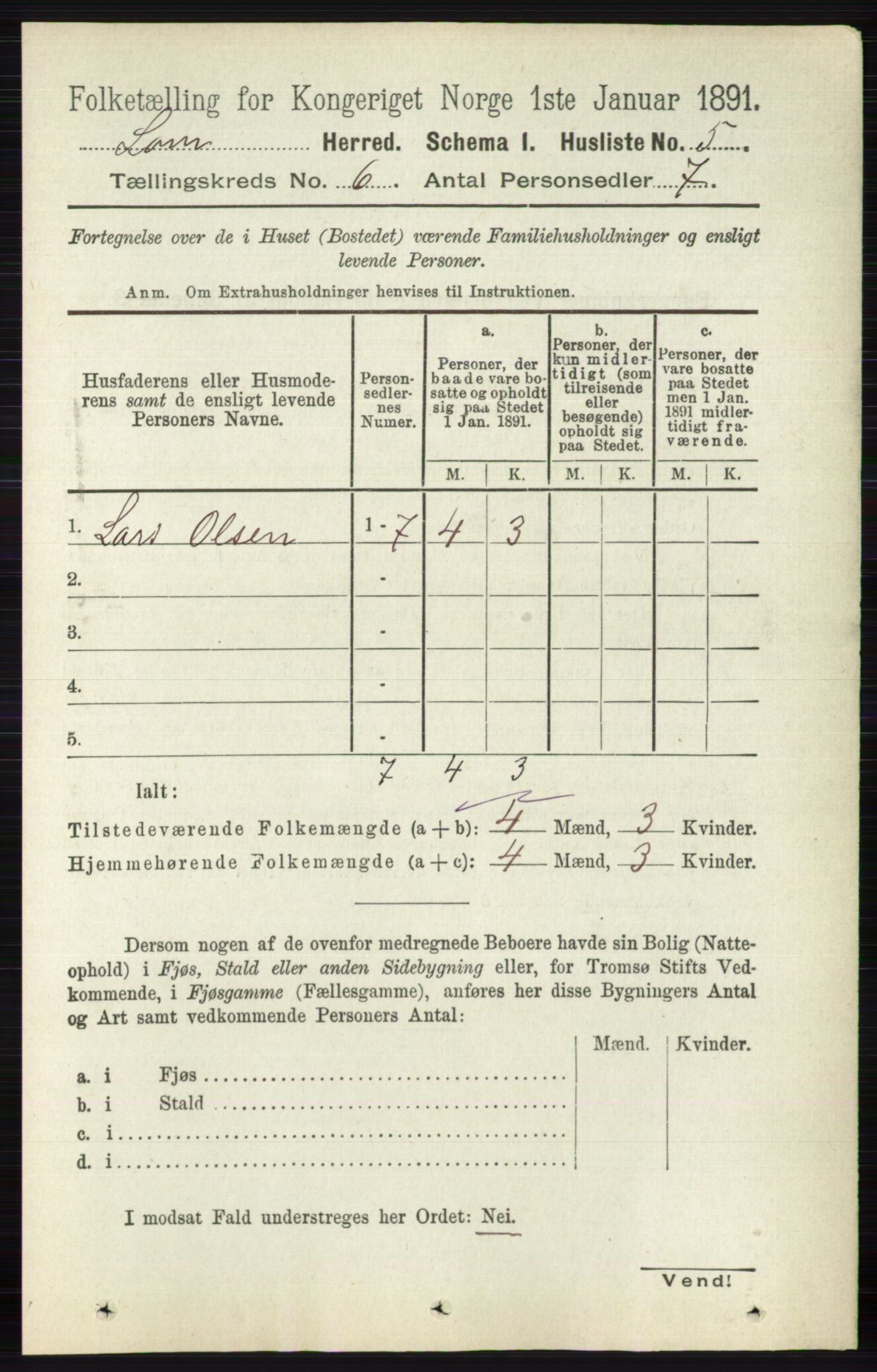 RA, Folketelling 1891 for 0514 Lom herred, 1891, s. 2308