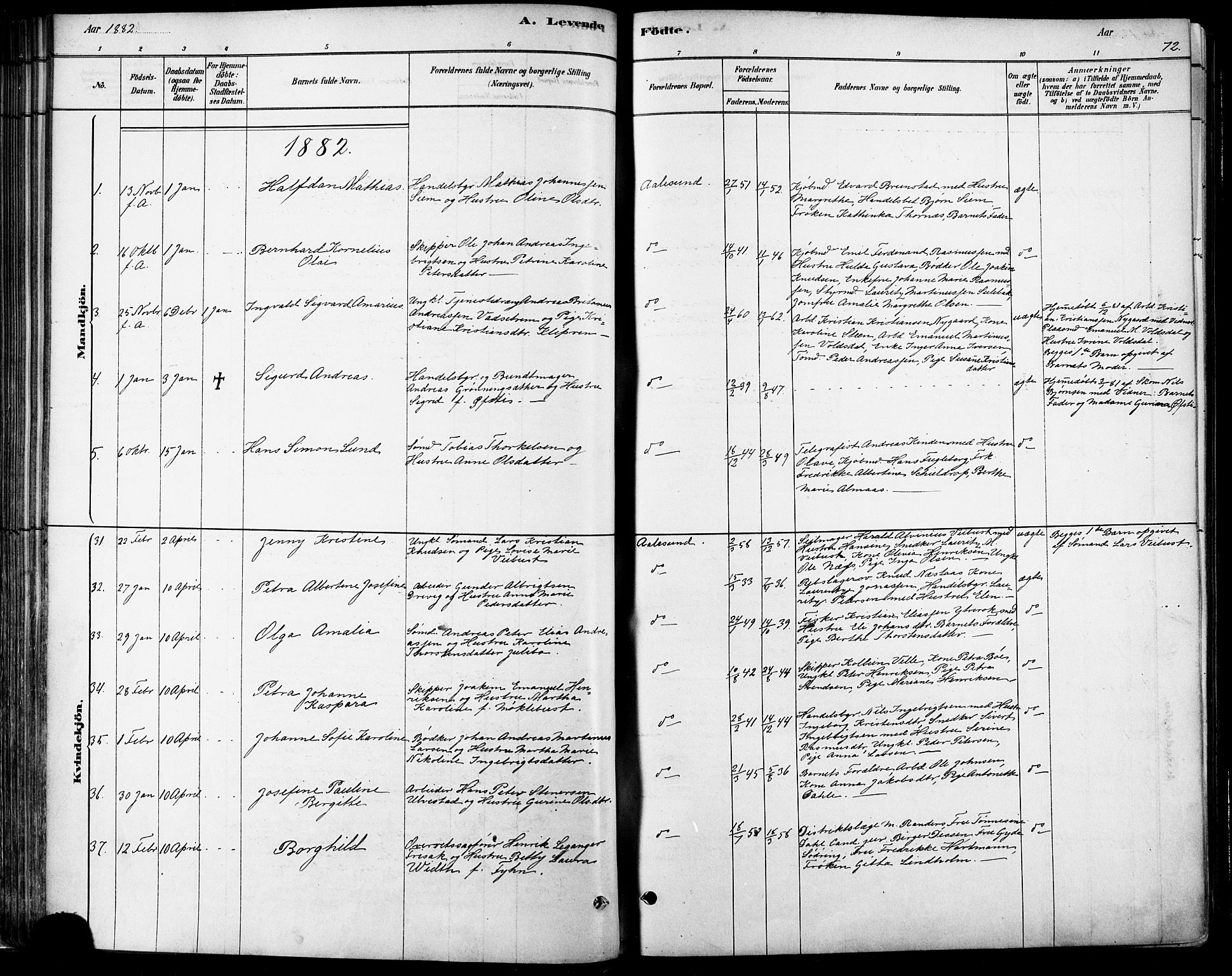 Ministerialprotokoller, klokkerbøker og fødselsregistre - Møre og Romsdal, SAT/A-1454/529/L0454: Ministerialbok nr. 529A04, 1878-1885, s. 72