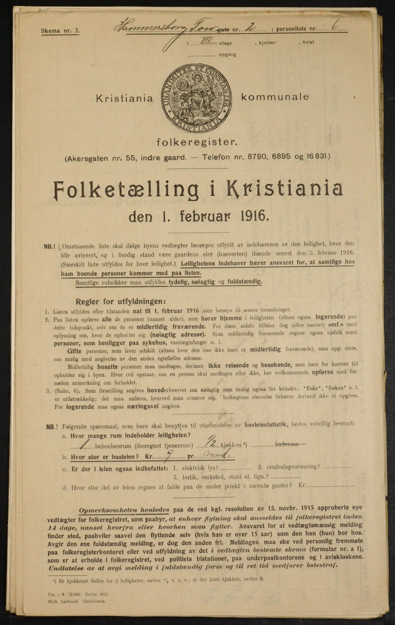OBA, Kommunal folketelling 1.2.1916 for Kristiania, 1916, s. 34997