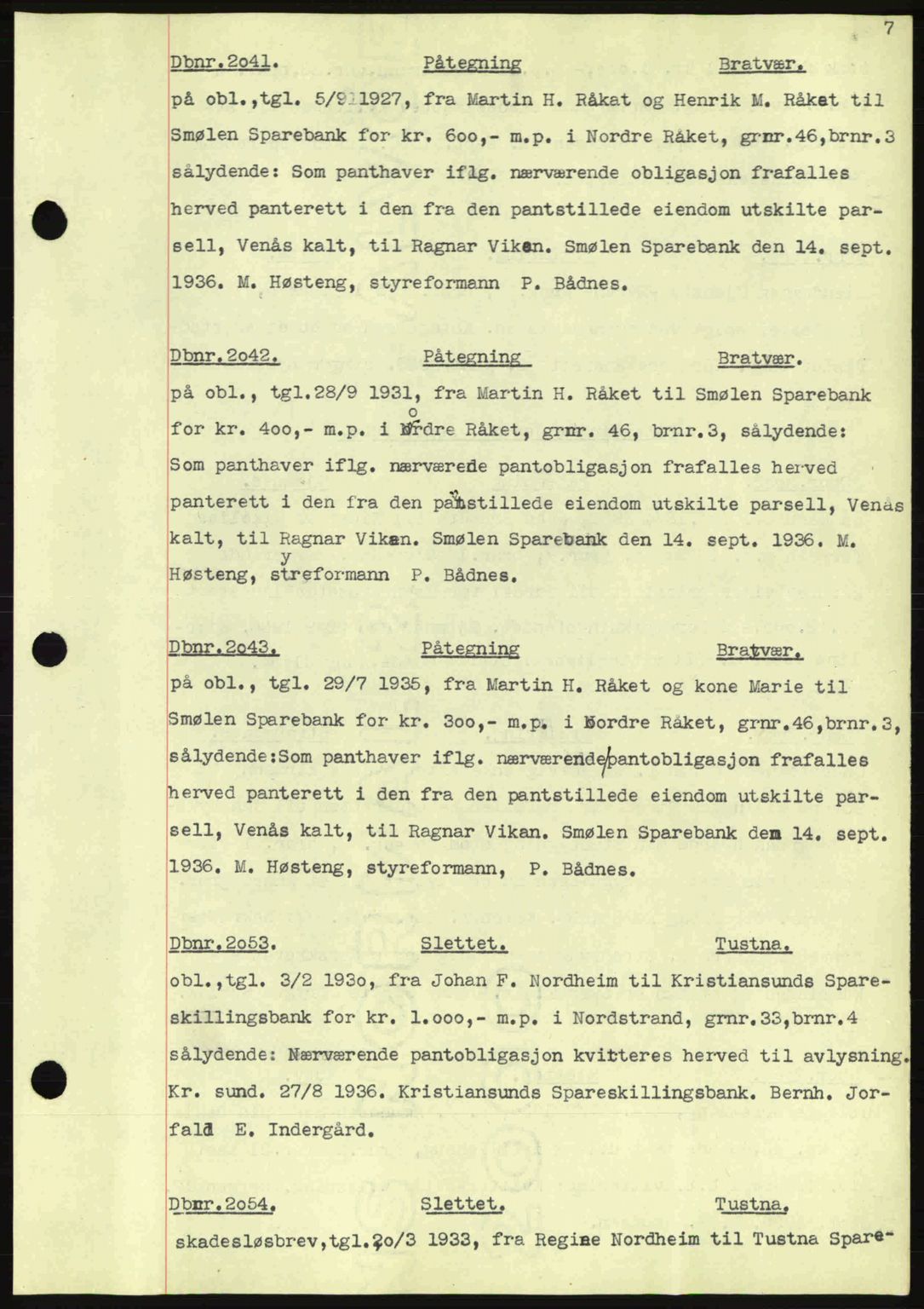 Nordmøre sorenskriveri, SAT/A-4132/1/2/2Ca: Pantebok nr. C80, 1936-1939, Dagboknr: 2041/1936