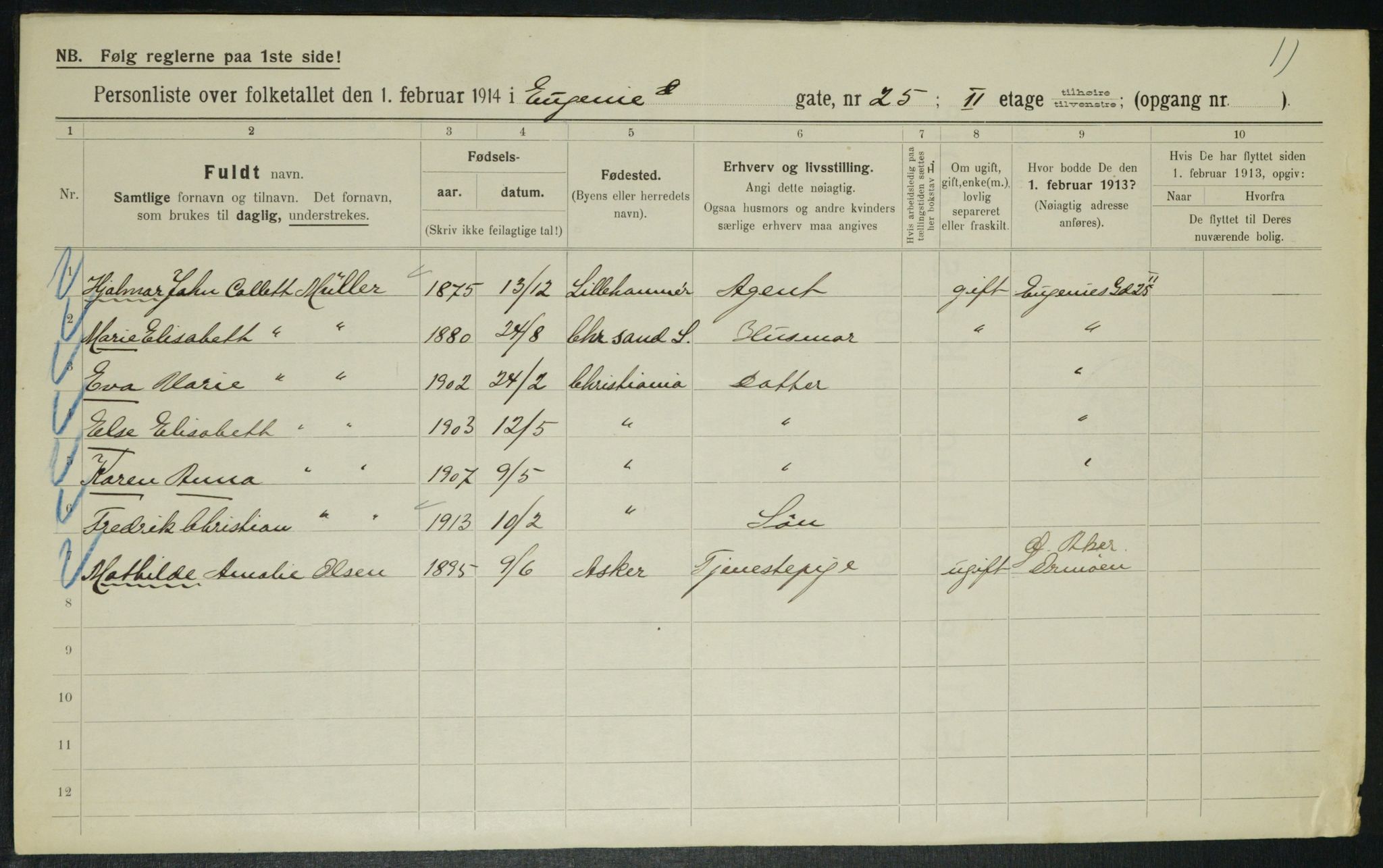 OBA, Kommunal folketelling 1.2.1914 for Kristiania, 1914, s. 23025