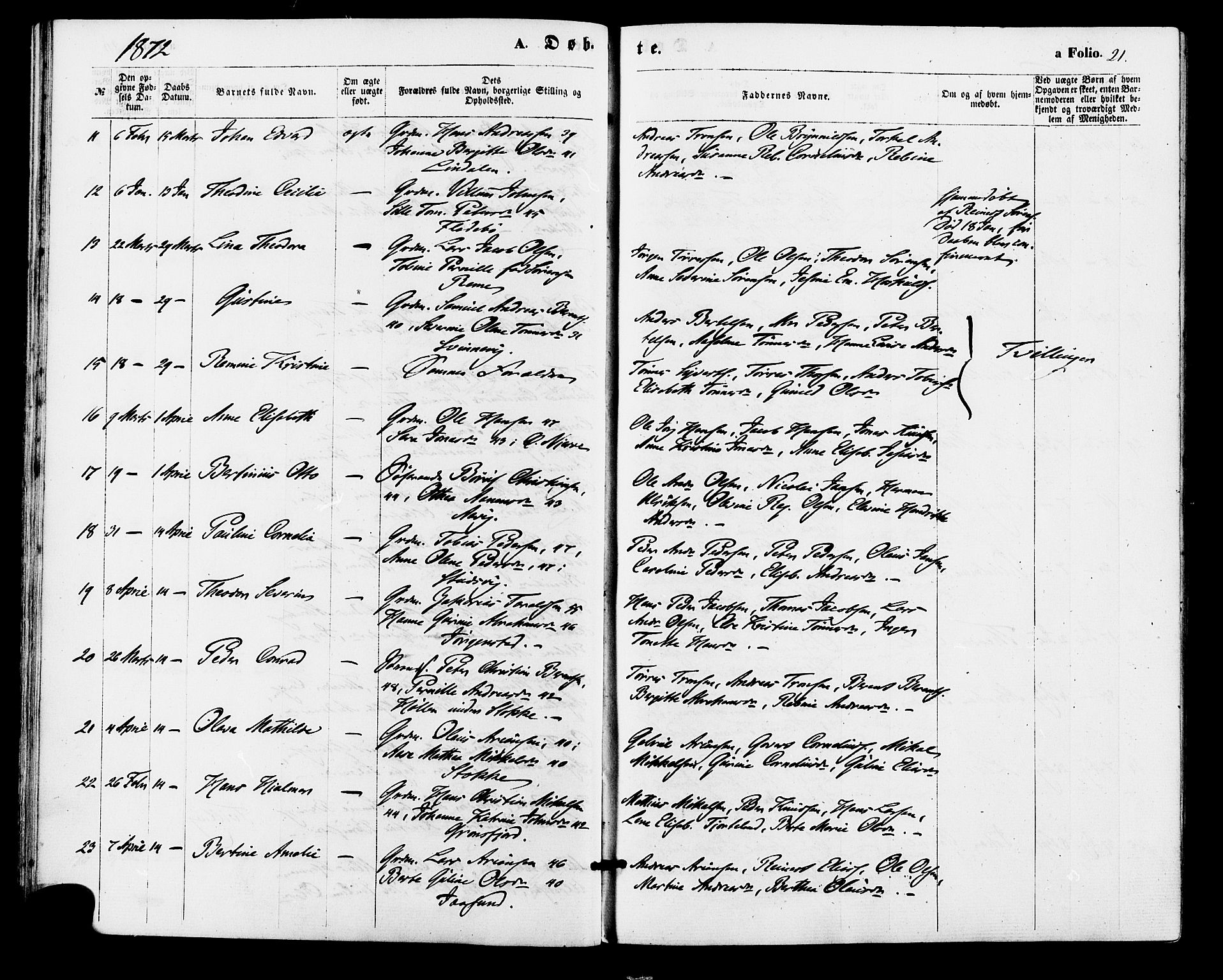 Sør-Audnedal sokneprestkontor, AV/SAK-1111-0039/F/Fa/Faa/L0003: Ministerialbok nr. A 3, 1868-1883, s. 21